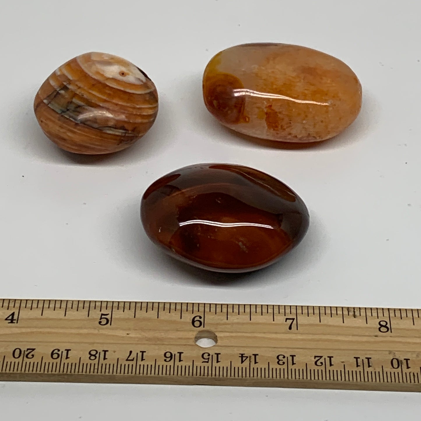 177.8g, 1.6"-2", 3pcs, Red Carnelian Palm-Stone Gem Crystal Polished, B37641