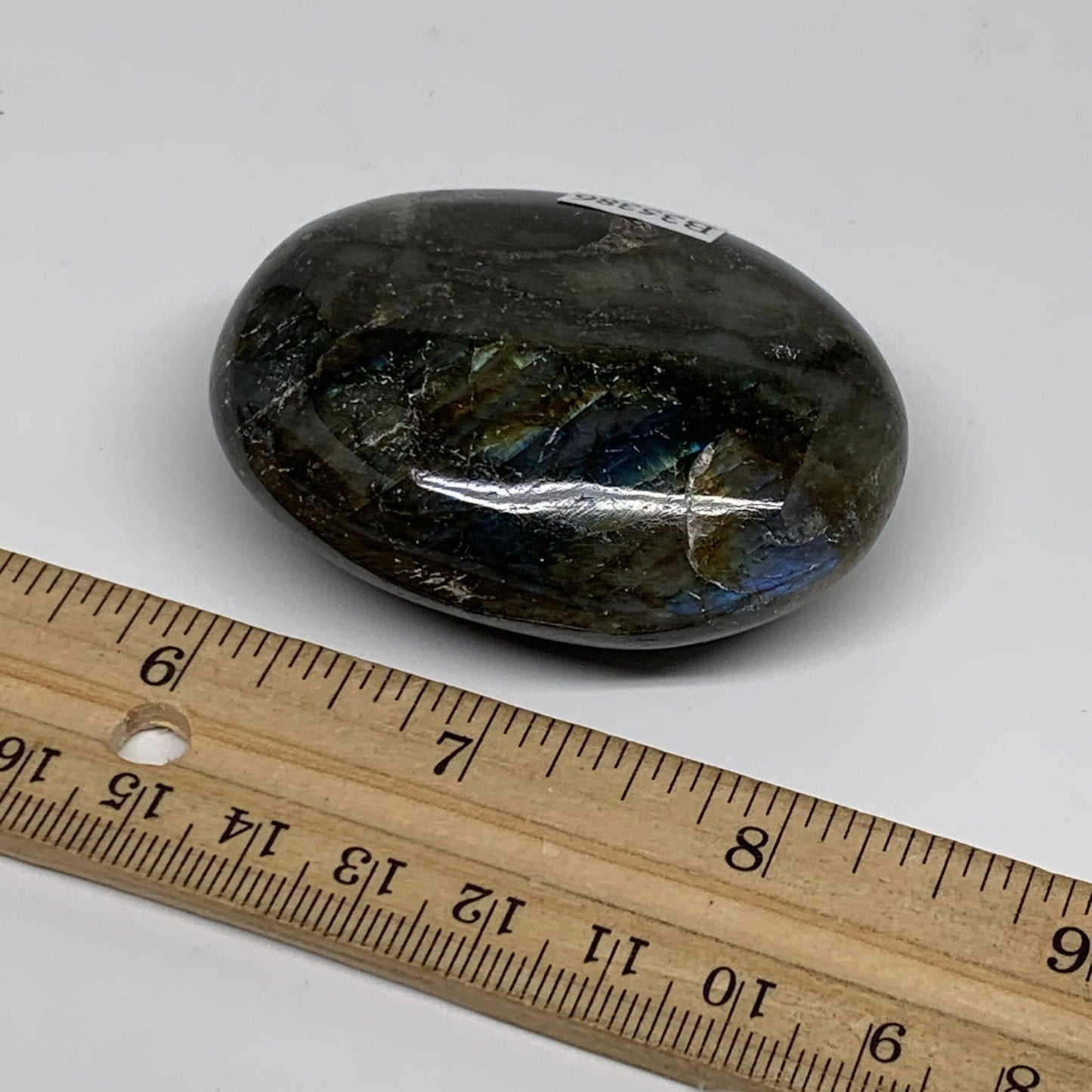 100g, 2.4"x1.7"x0.9", Natural Labradorite Palm-stone Tumbled Reiki, B35386