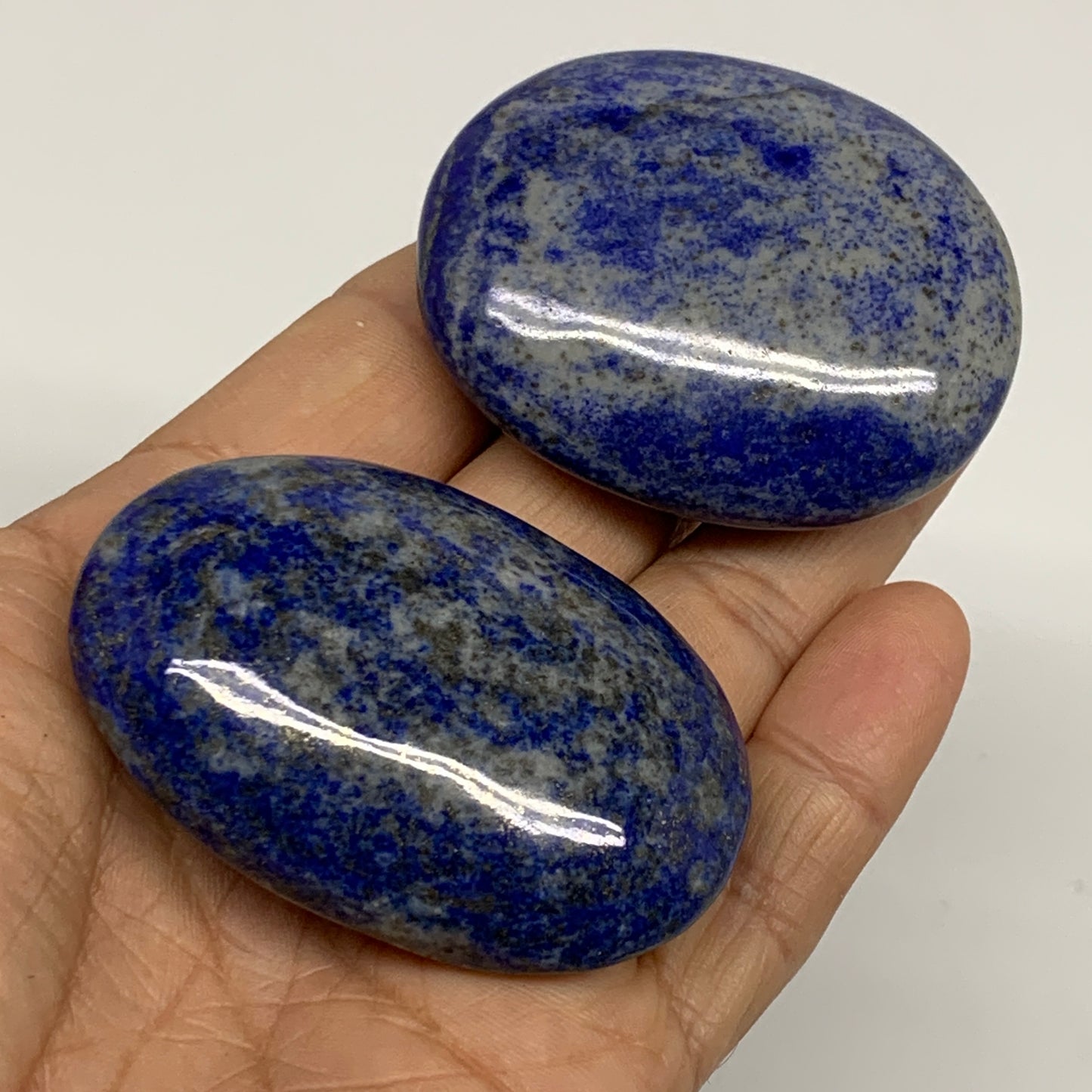 144g, 2.1"-2.3", 2pcs, Natural Lapis Lazuli Palm Stone @Afghanistan,B36747