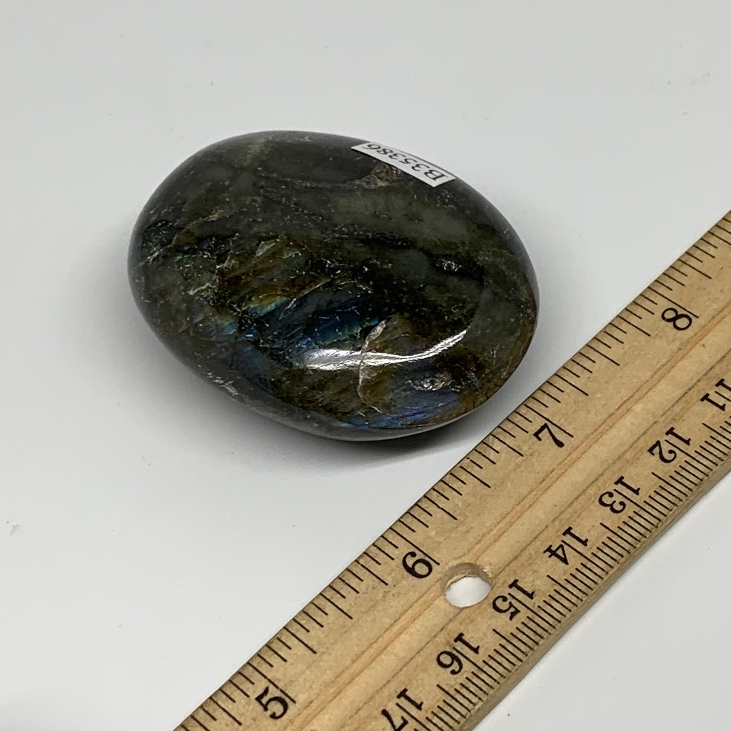 100g, 2.4"x1.7"x0.9", Natural Labradorite Palm-stone Tumbled Reiki, B35386
