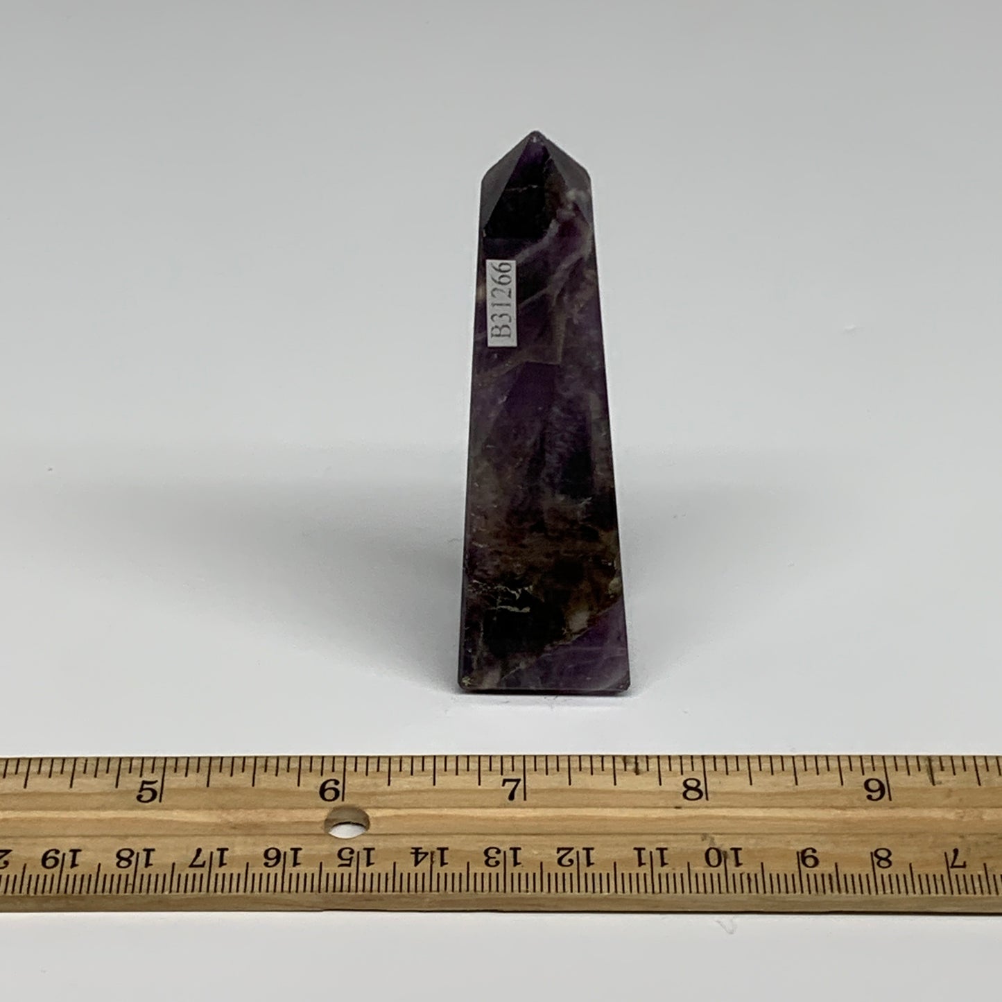 83.8g, 3.6"x0.9"x1", Natural Amethyst Tower Point Obelisk @Brazil, B31266