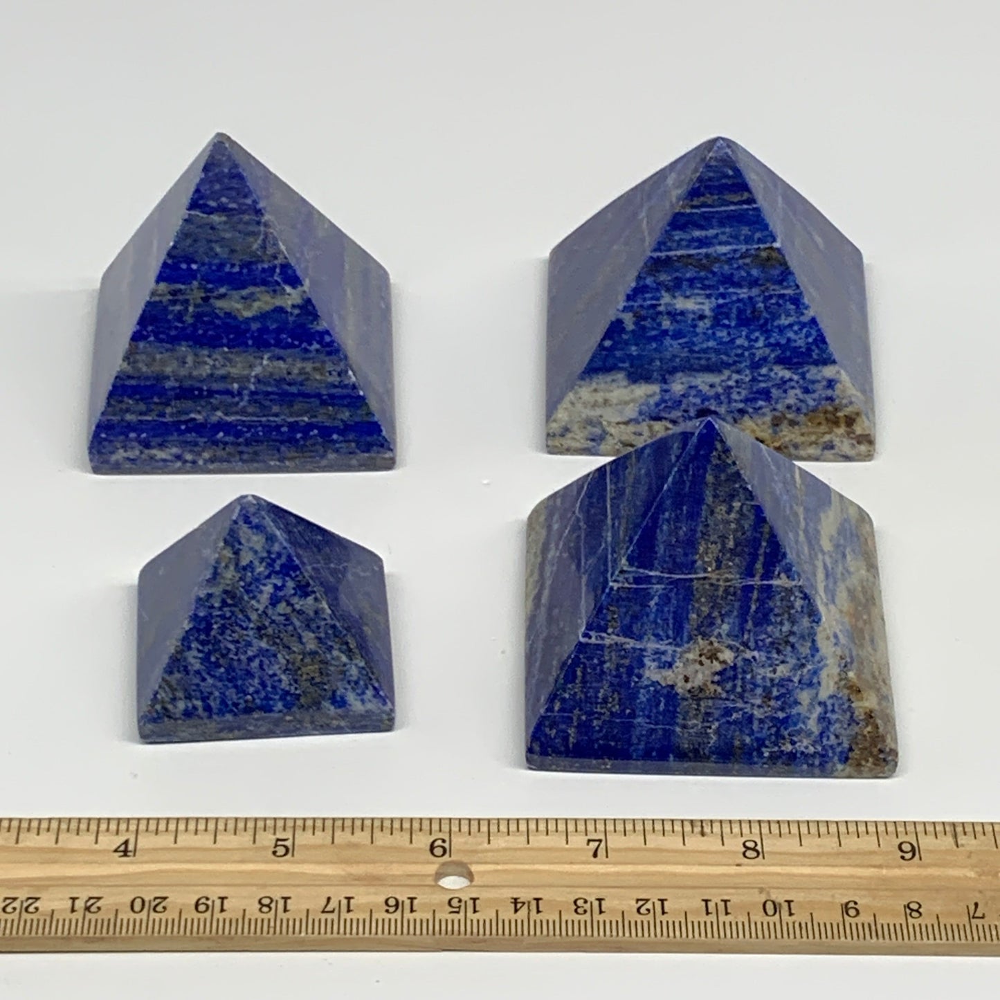 1.75 lbs (800g),1.5"-2.3",  4pcs,Natural Lapis Lazuli Pyramids, B29697