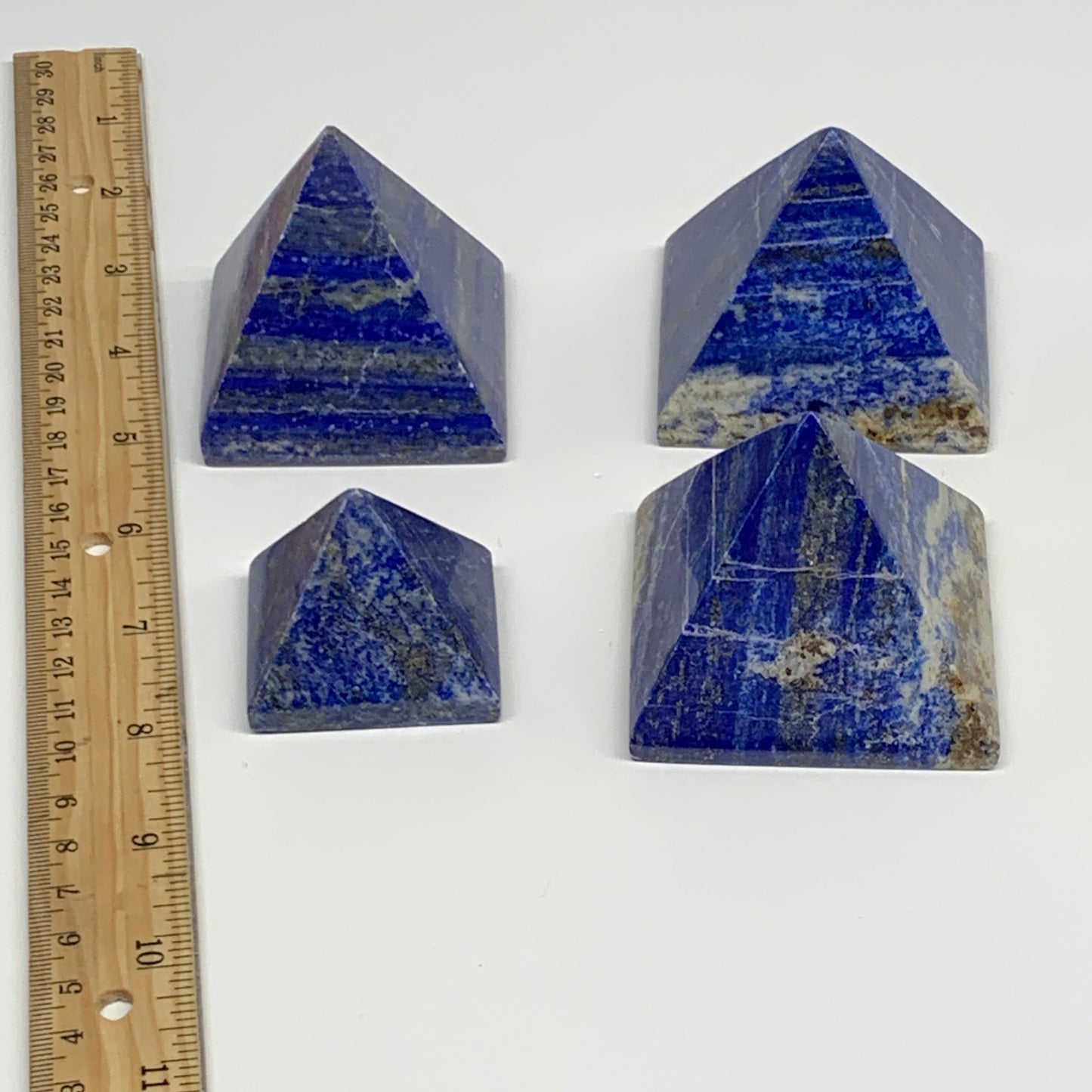 1.75 lbs (800g),1.5"-2.3",  4pcs,Natural Lapis Lazuli Pyramids, B29697