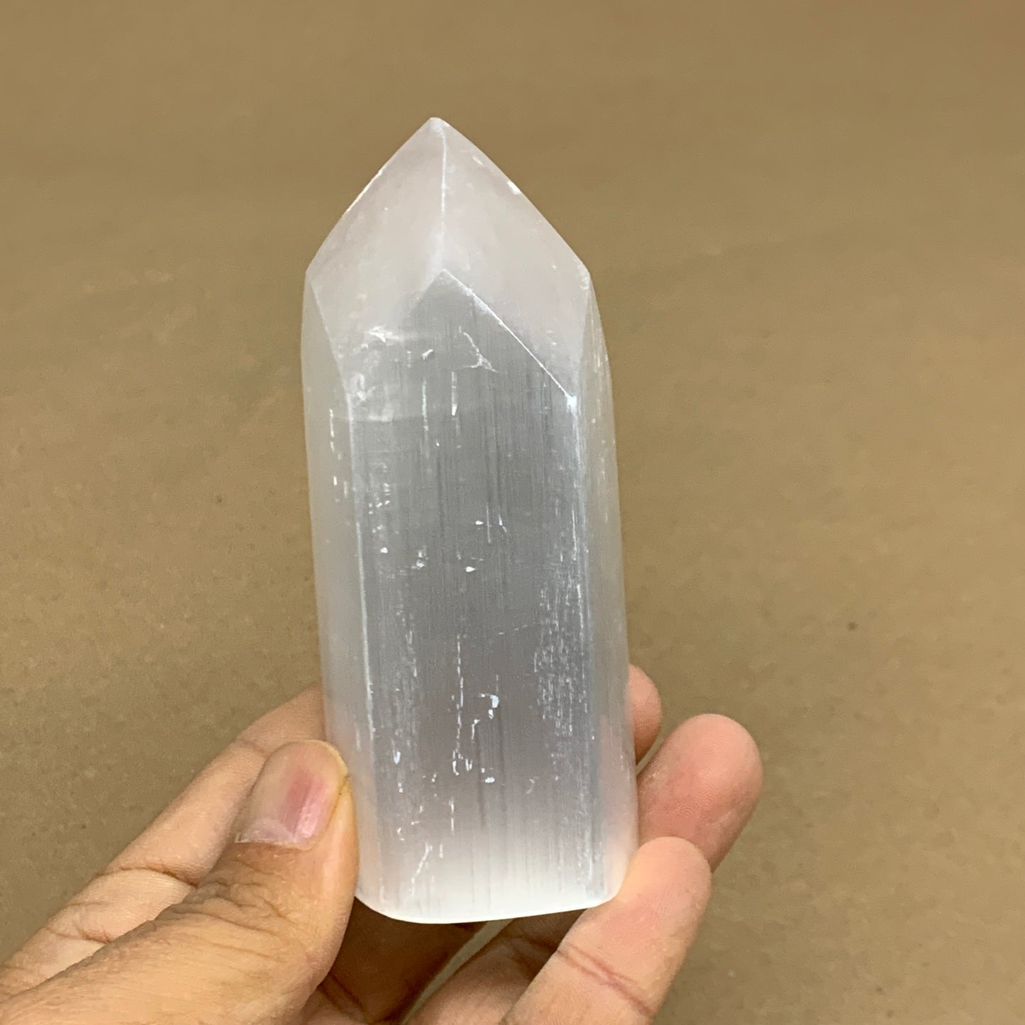202g, 3.9"x1.5"x1.5", Selenite (Satin Spar) Crystal Tower Point, B35997