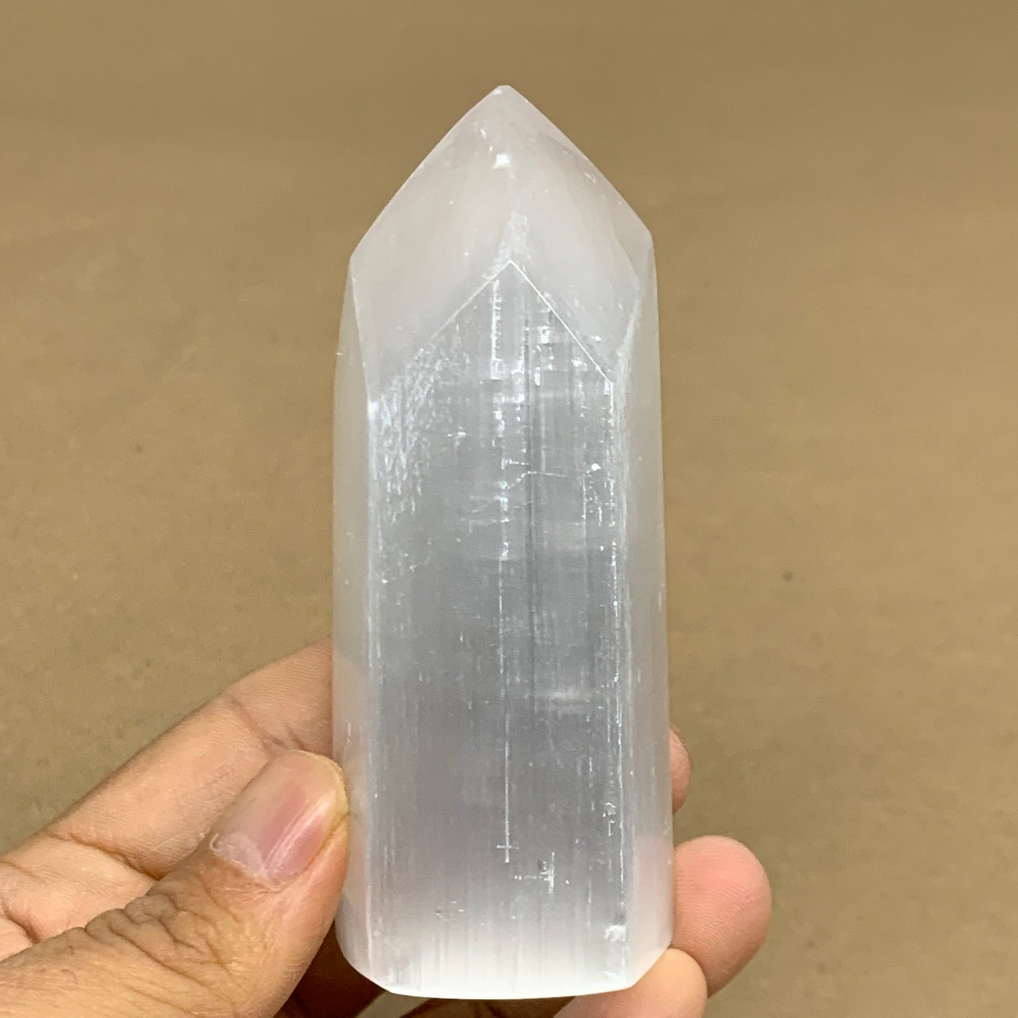 202g, 3.9"x1.5"x1.5", Selenite (Satin Spar) Crystal Tower Point, B35997