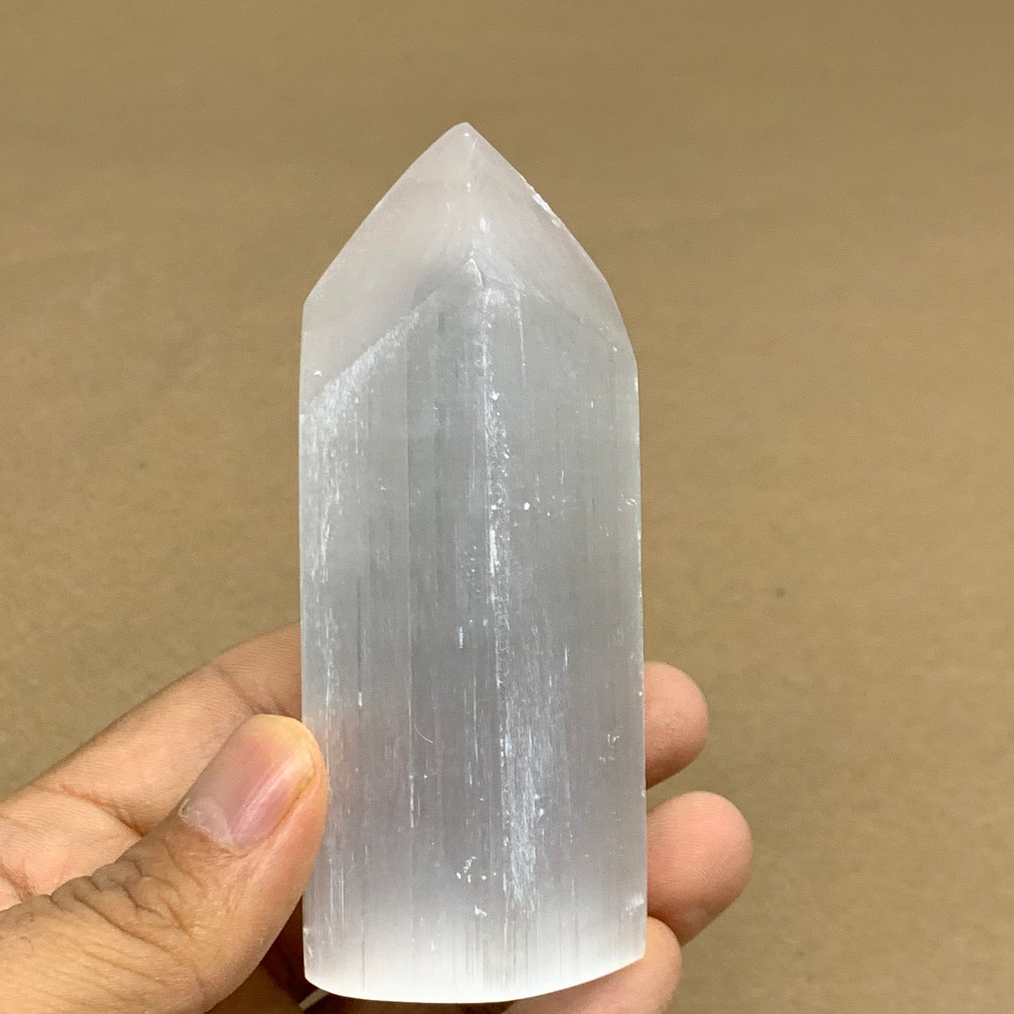 202g, 3.9"x1.5"x1.5", Selenite (Satin Spar) Crystal Tower Point, B35997