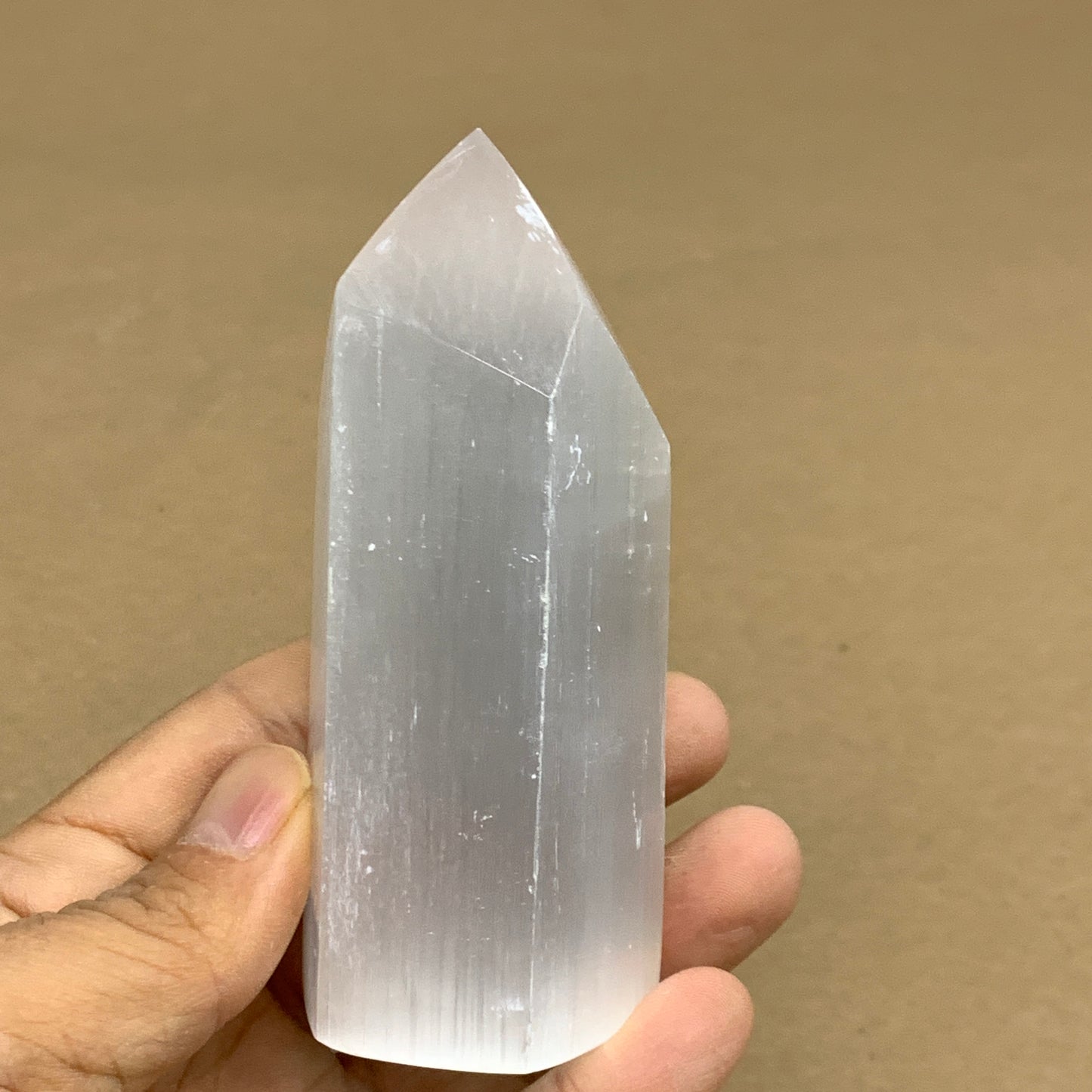 202g, 3.9"x1.5"x1.5", Selenite (Satin Spar) Crystal Tower Point, B35997