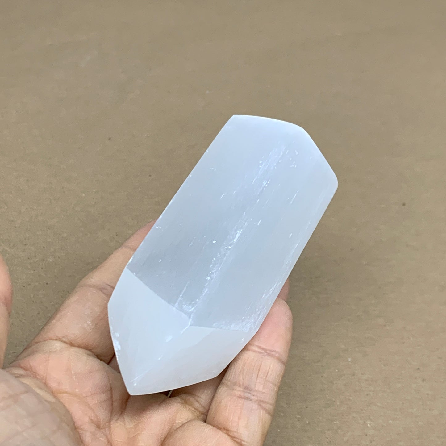 202g, 3.9"x1.5"x1.5", Selenite (Satin Spar) Crystal Tower Point, B35997