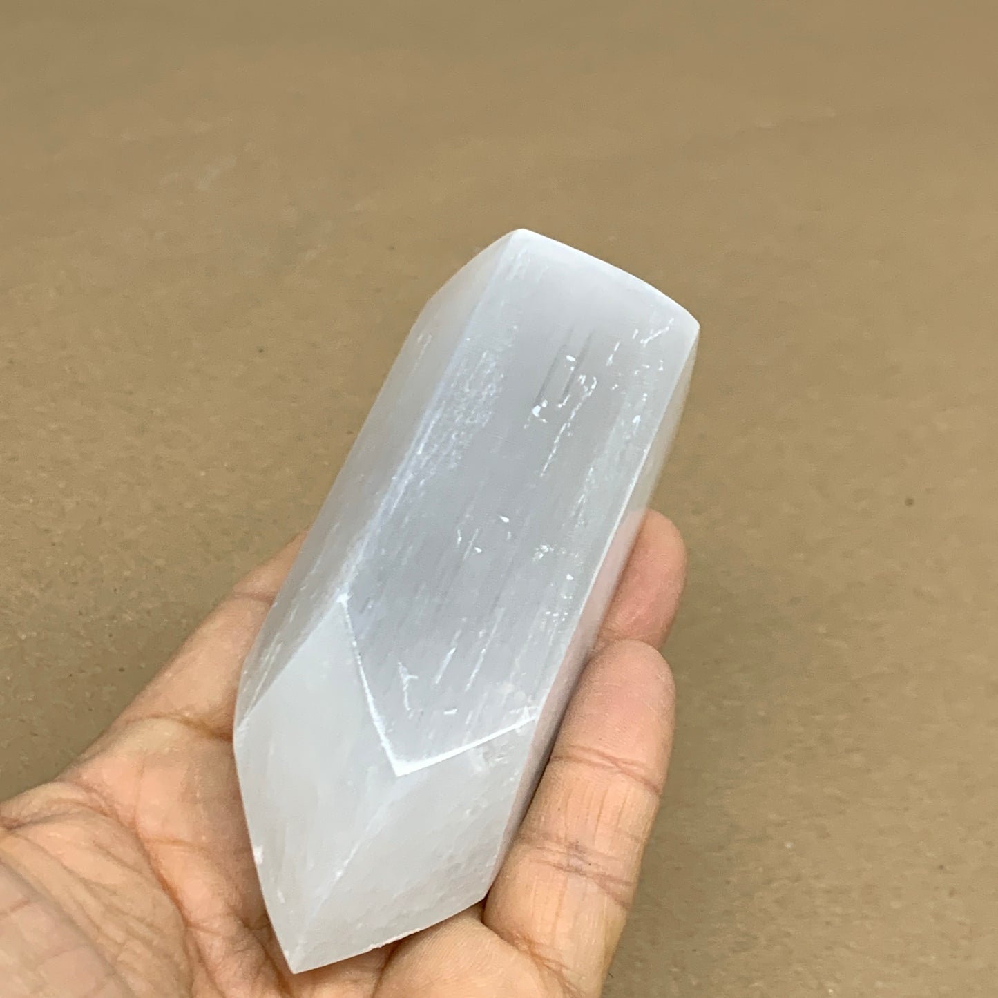 202g, 3.9"x1.5"x1.5", Selenite (Satin Spar) Crystal Tower Point, B35997