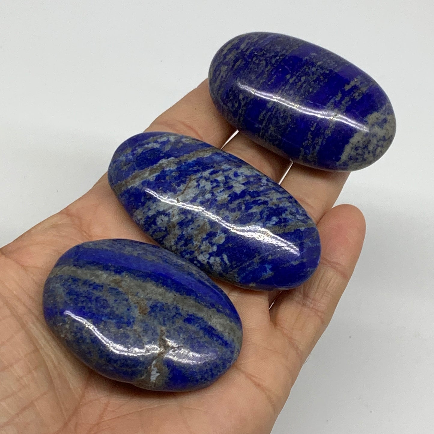 181.3g, 2"-2.4", 3pcs, Natural Lapis Lazuli Palm Stone @Afghanistan,B36749