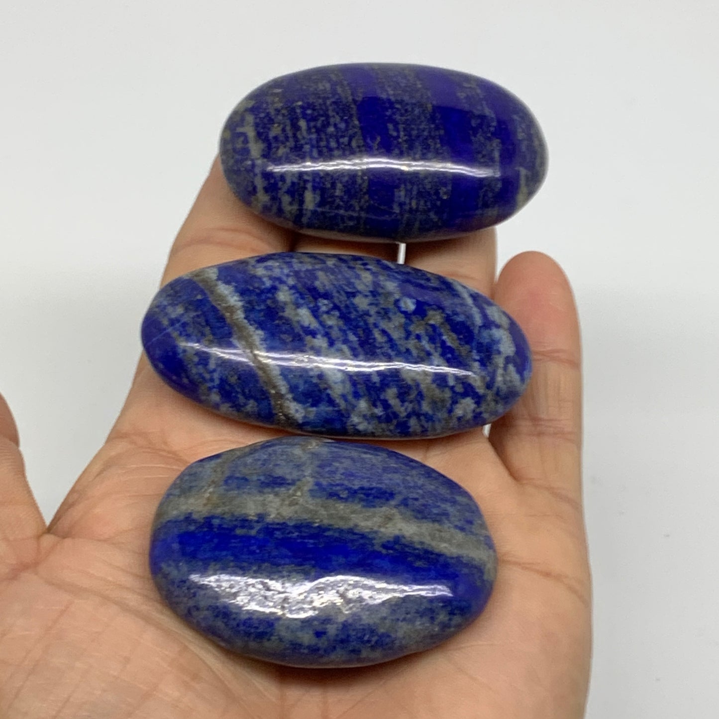 181.3g, 2"-2.4", 3pcs, Natural Lapis Lazuli Palm Stone @Afghanistan,B36749