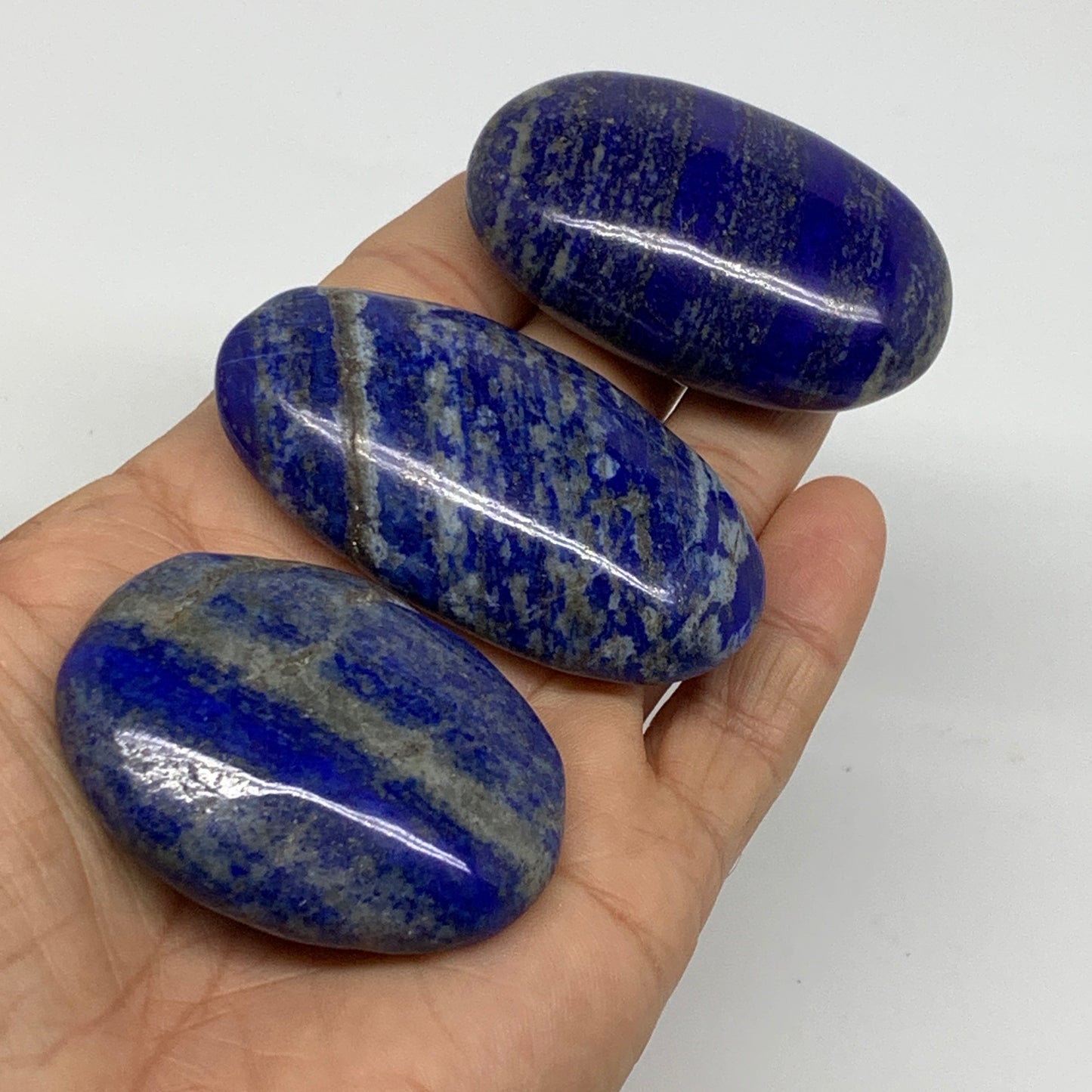 181.3g, 2"-2.4", 3pcs, Natural Lapis Lazuli Palm Stone @Afghanistan,B36749