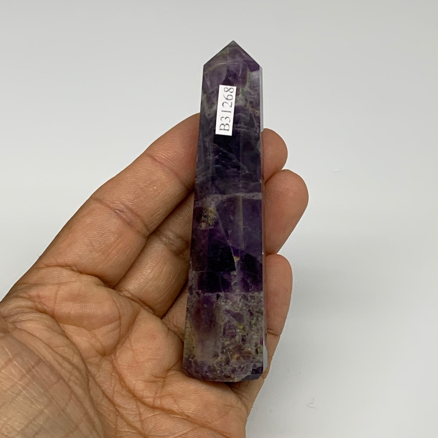 73.1g, 3.6"x0.8", Natural Amethyst Tower Point Obelisk @Brazil, B31268
