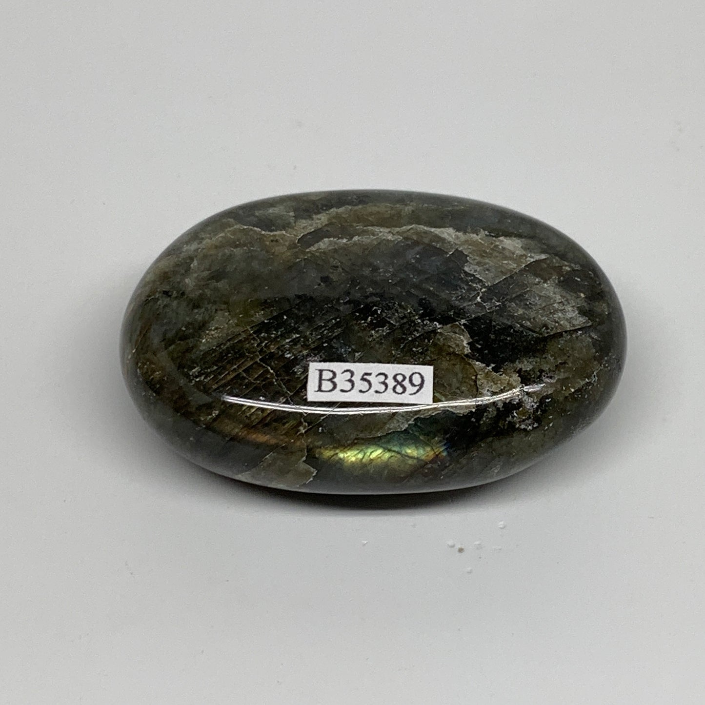 99.9g, 2.5"x1.8"x0.8", Natural Labradorite Palm-stone Tumbled Reiki, B35389