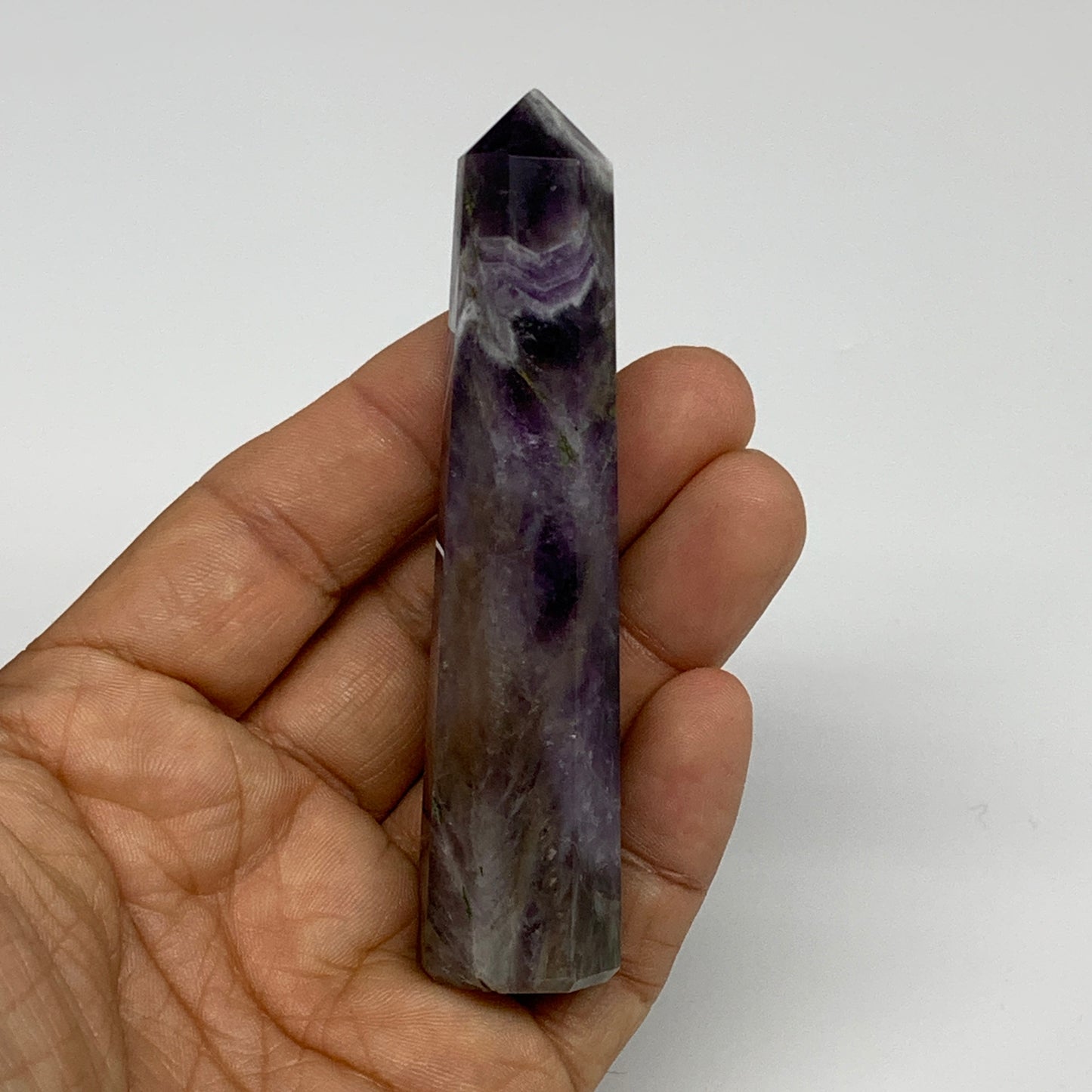 59.2g, 3.6"x0.8", Natural Amethyst Tower Point Obelisk @Brazil, B31269