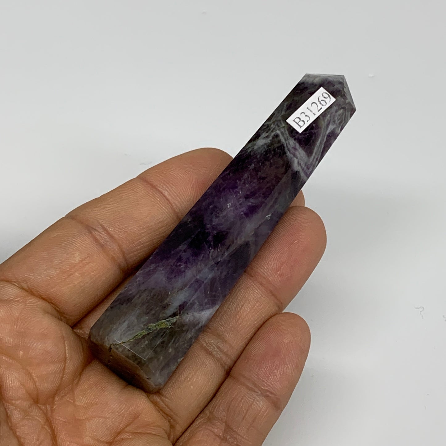59.2g, 3.6"x0.8", Natural Amethyst Tower Point Obelisk @Brazil, B31269
