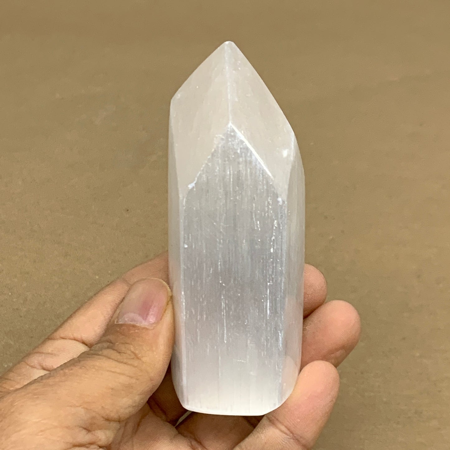 160g, 3.6"x1.4"x1.4", Selenite (Satin Spar) Crystal Tower Point, B35999