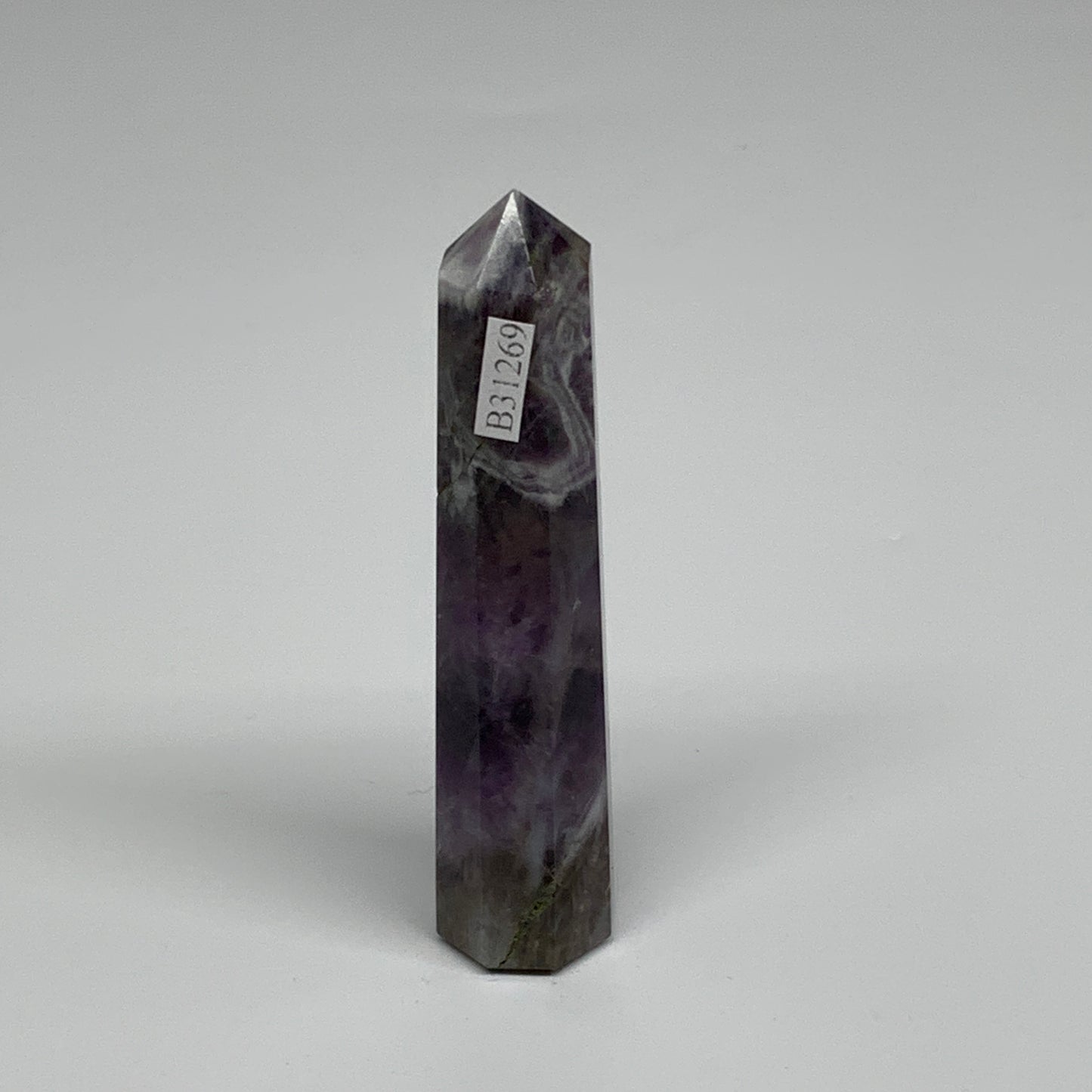 59.2g, 3.6"x0.8", Natural Amethyst Tower Point Obelisk @Brazil, B31269