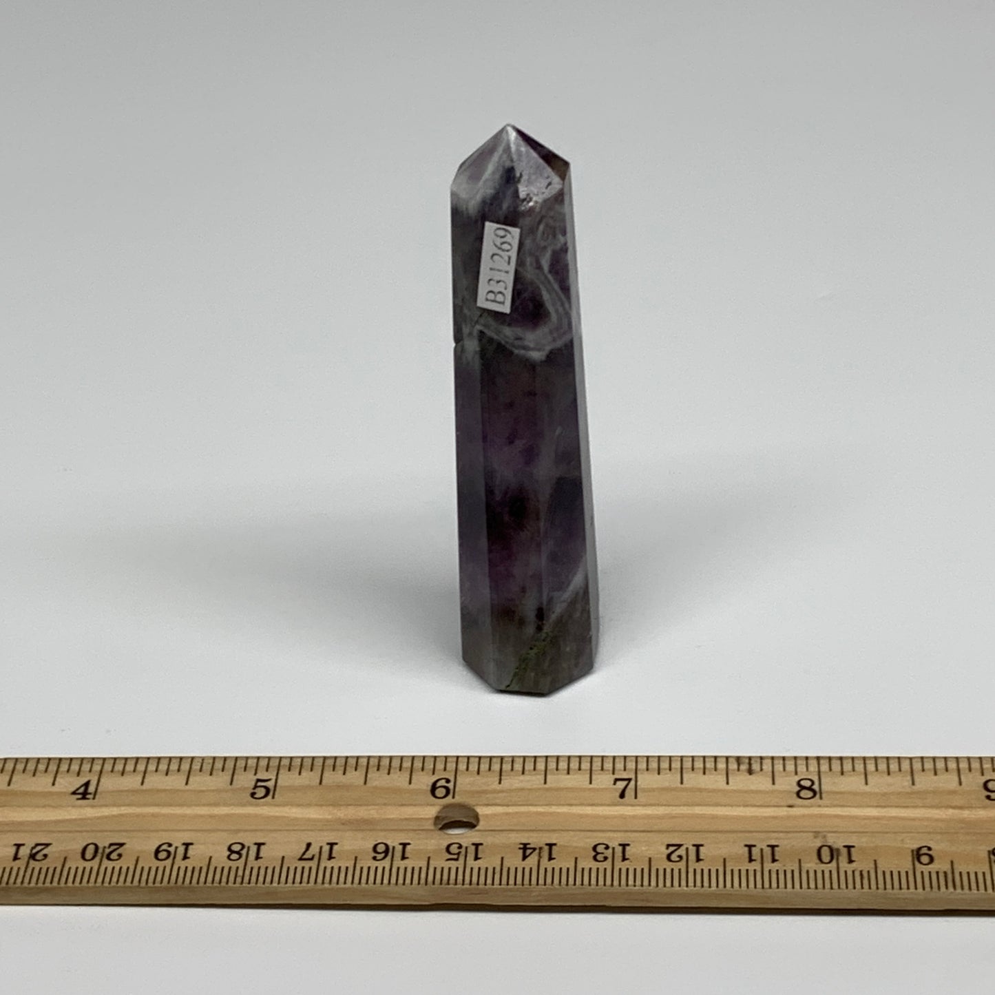 59.2g, 3.6"x0.8", Natural Amethyst Tower Point Obelisk @Brazil, B31269