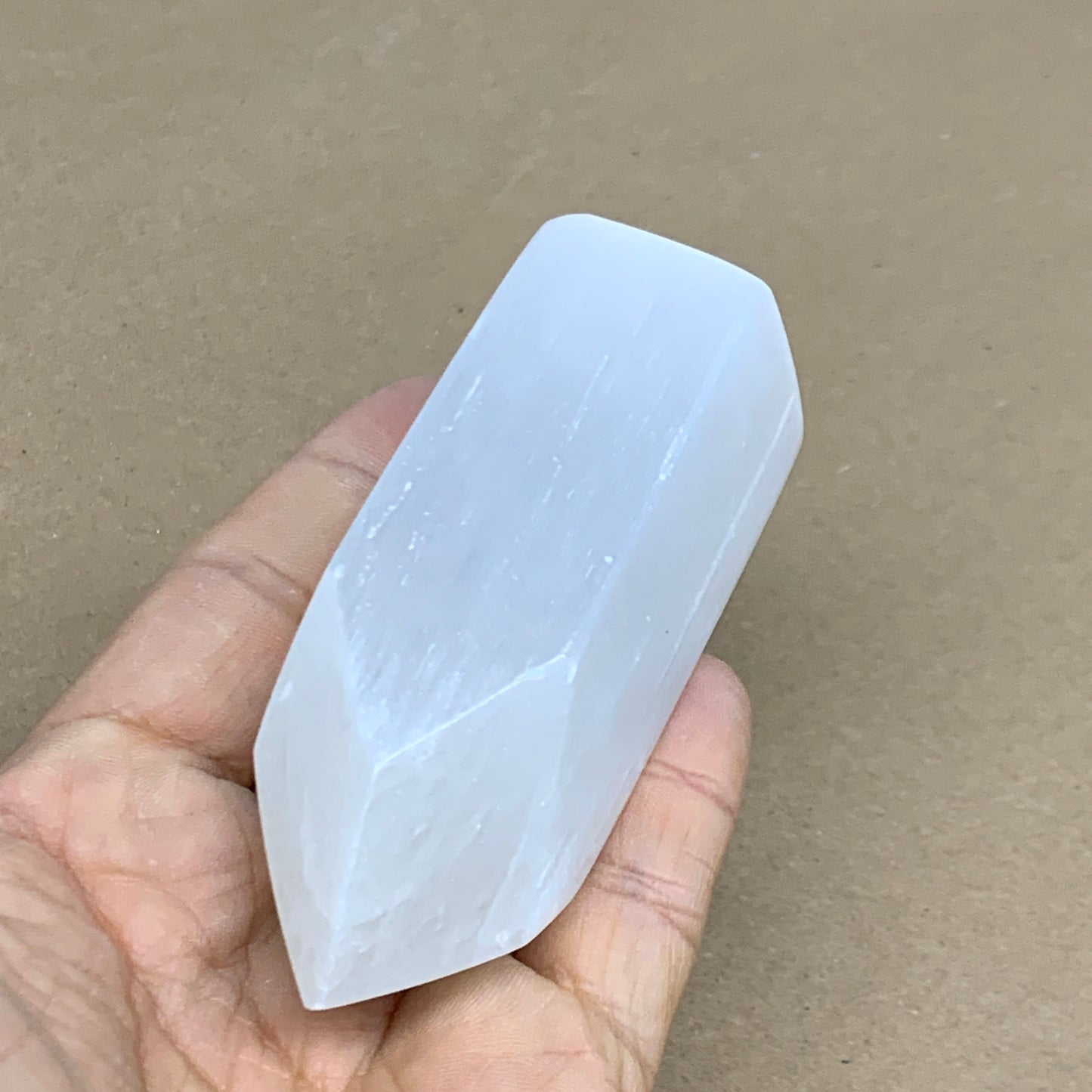 160g, 3.6"x1.4"x1.4", Selenite (Satin Spar) Crystal Tower Point, B35999