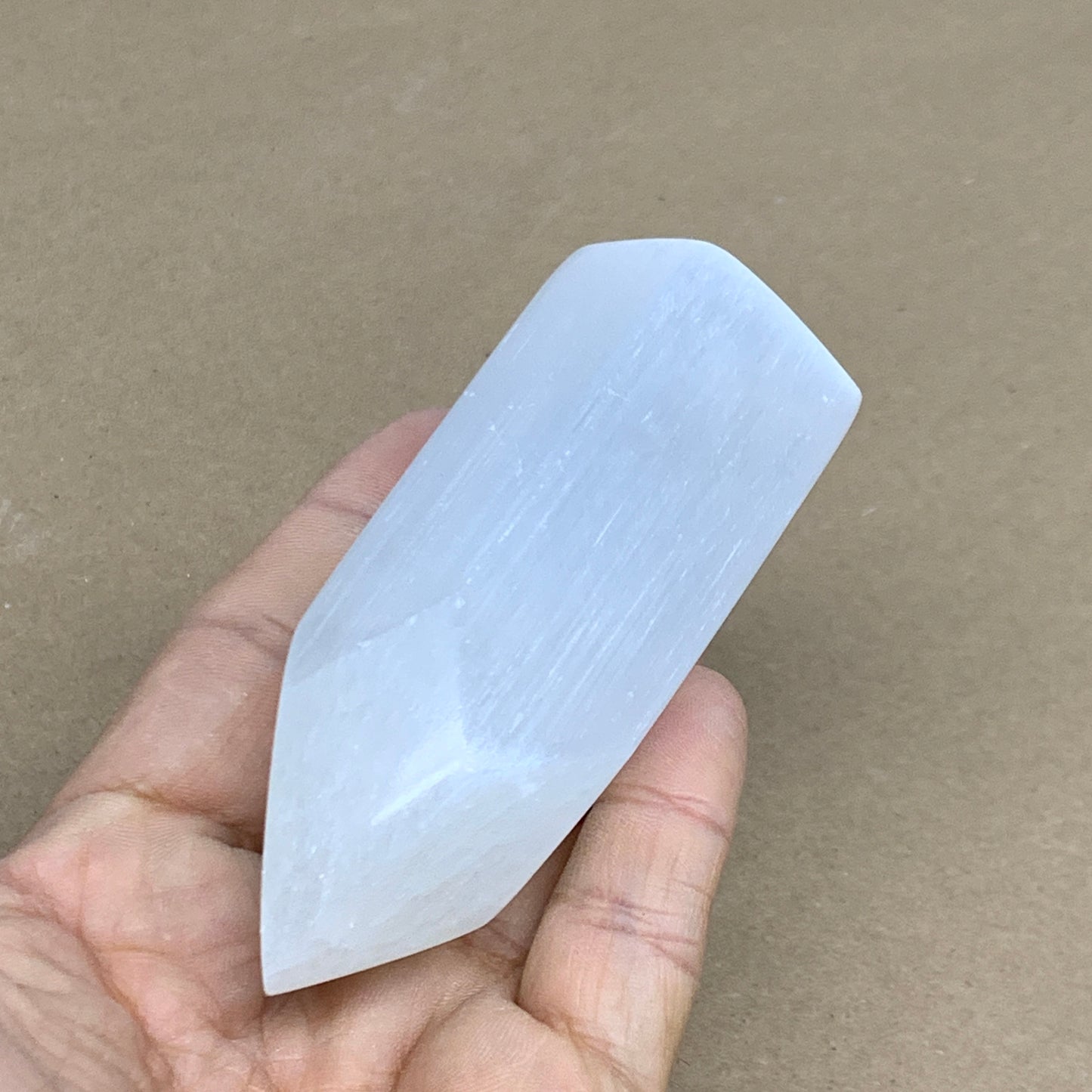 160g, 3.6"x1.4"x1.4", Selenite (Satin Spar) Crystal Tower Point, B35999
