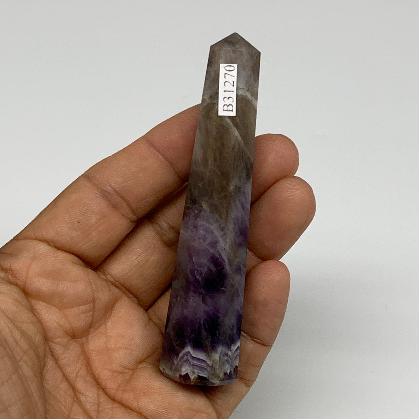 56.3g, 3.6"x0.8", Natural Amethyst Tower Point Obelisk @Brazil, B31270
