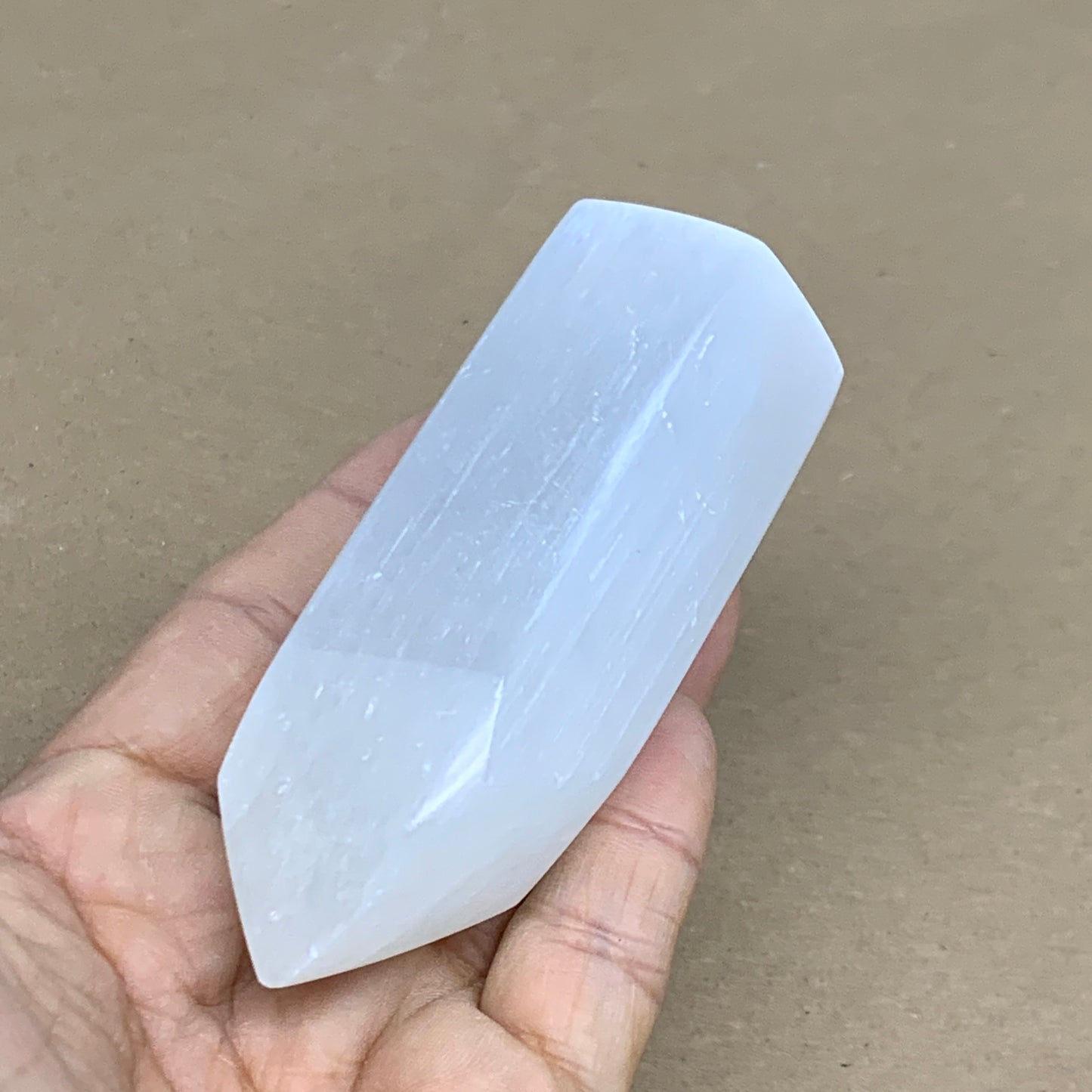 160g, 3.6"x1.4"x1.4", Selenite (Satin Spar) Crystal Tower Point, B35999