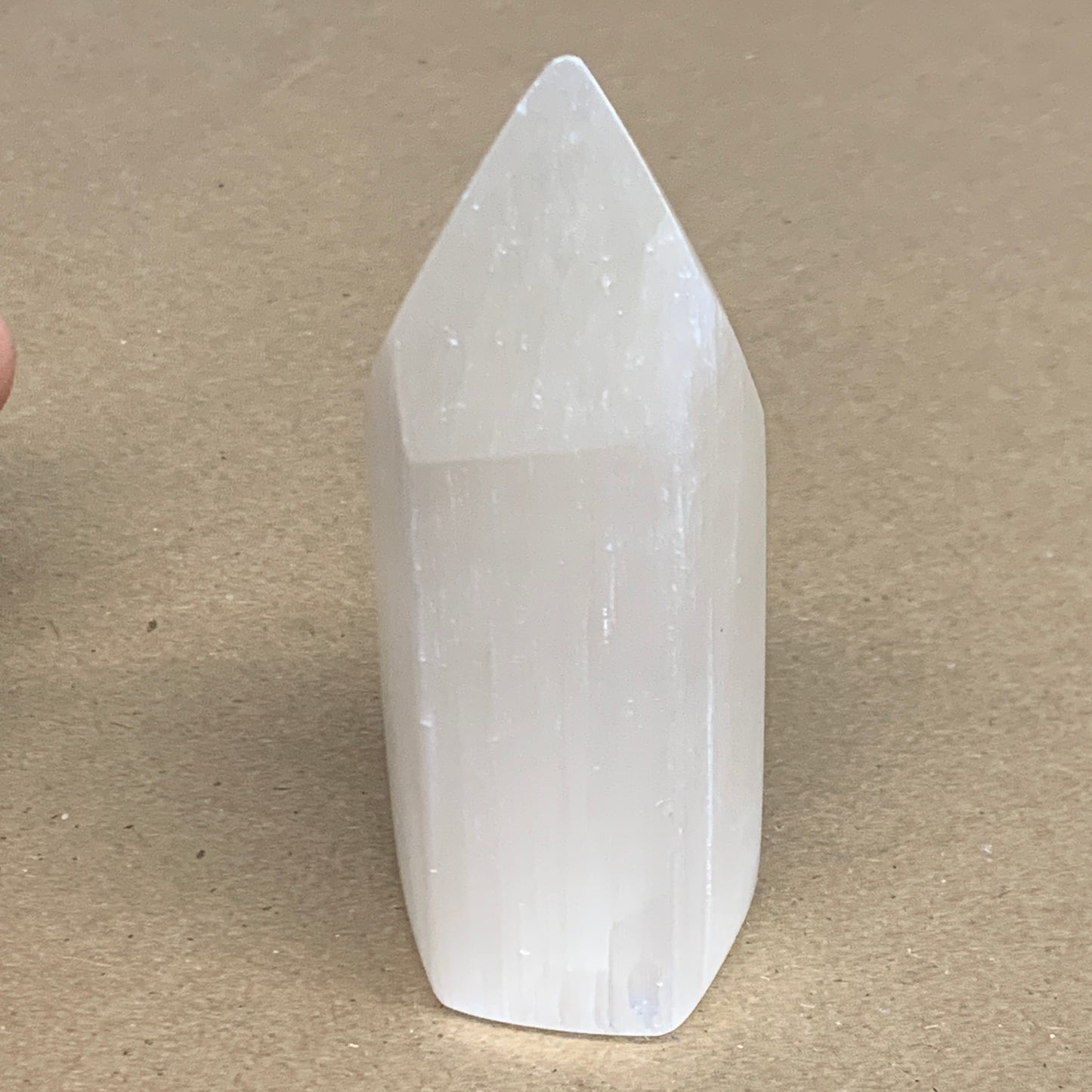 160g, 3.6"x1.4"x1.4", Selenite (Satin Spar) Crystal Tower Point, B35999
