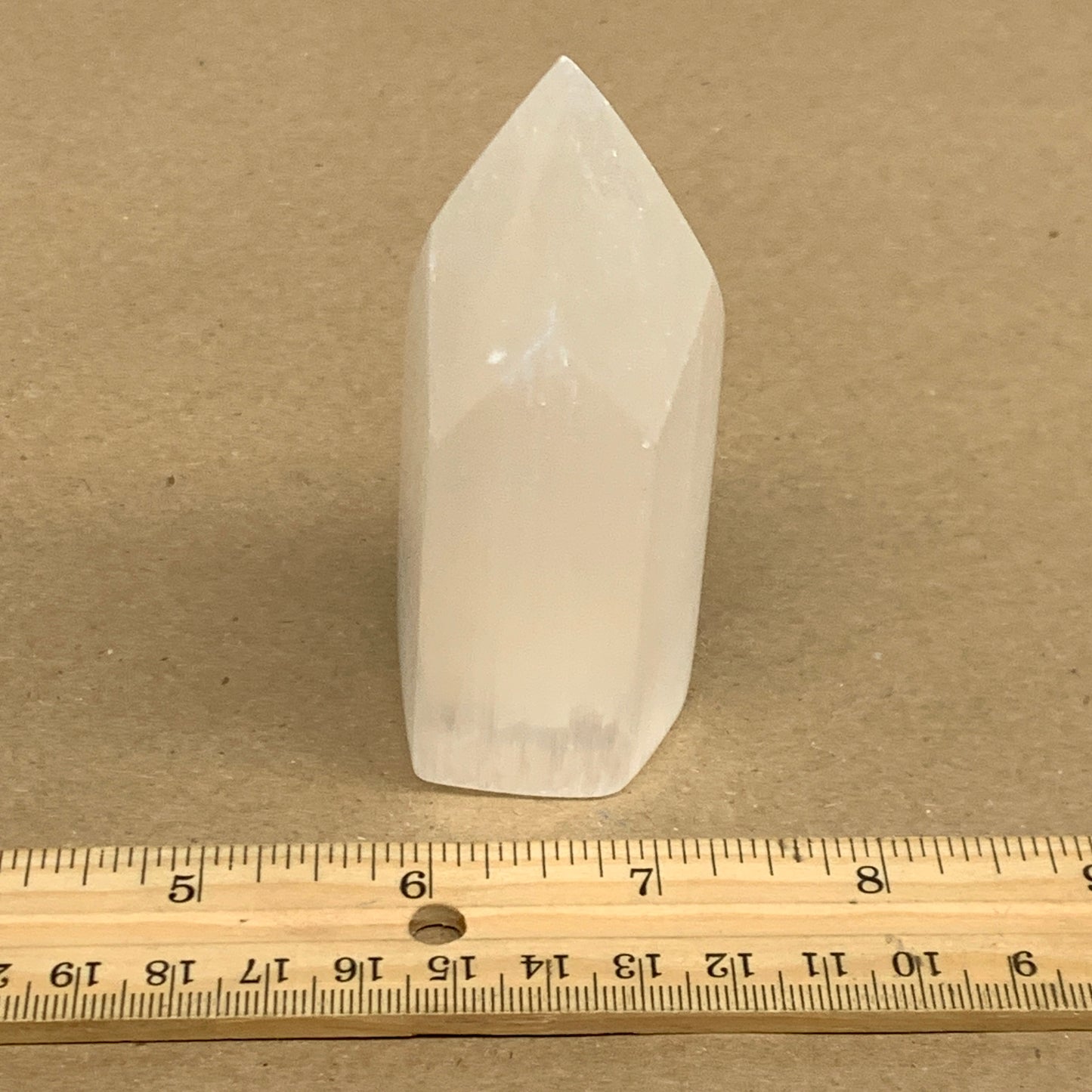 160g, 3.6"x1.4"x1.4", Selenite (Satin Spar) Crystal Tower Point, B35999