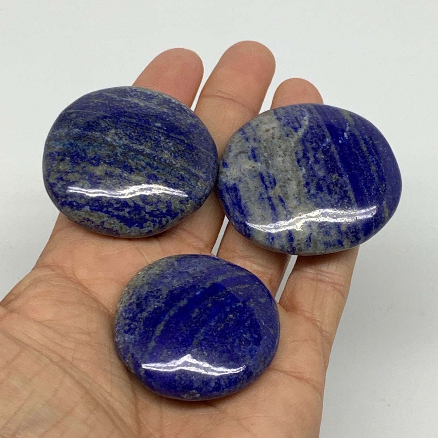 145.1g, 1.6-1.9", 3pcs, Natural Lapis Lazuli Palm Stone @Afghanistan,B36753