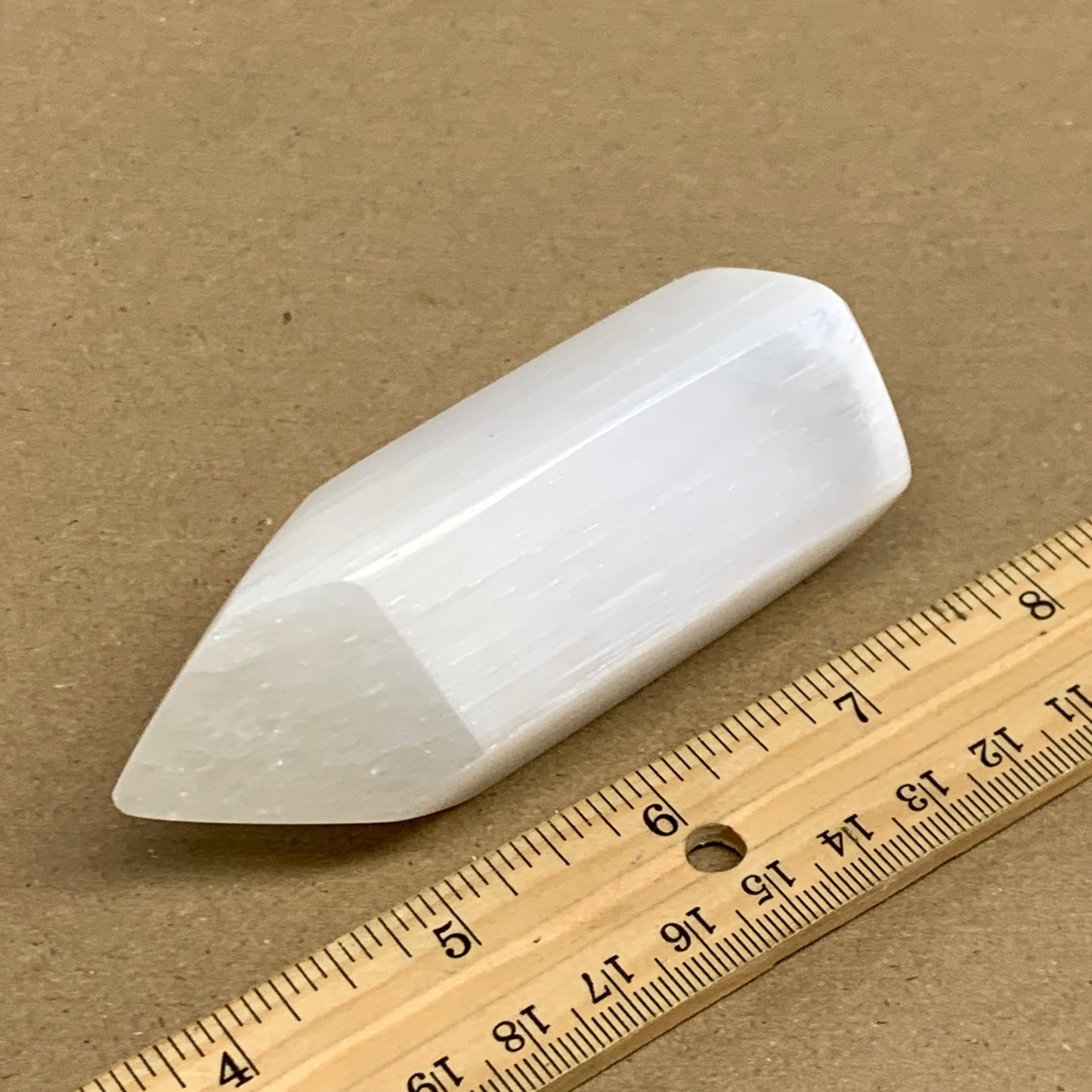 160g, 3.6"x1.4"x1.4", Selenite (Satin Spar) Crystal Tower Point, B35999
