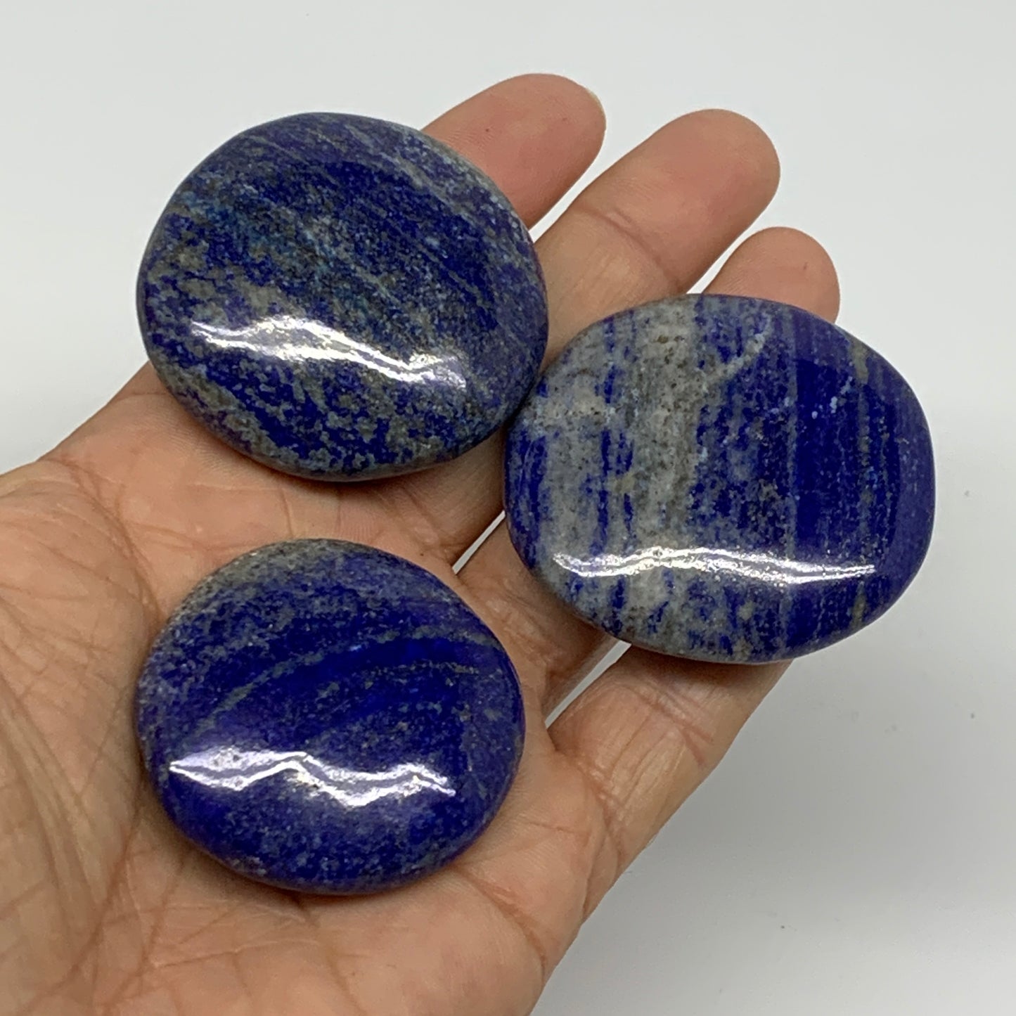 145.1g, 1.6-1.9", 3pcs, Natural Lapis Lazuli Palm Stone @Afghanistan,B36753