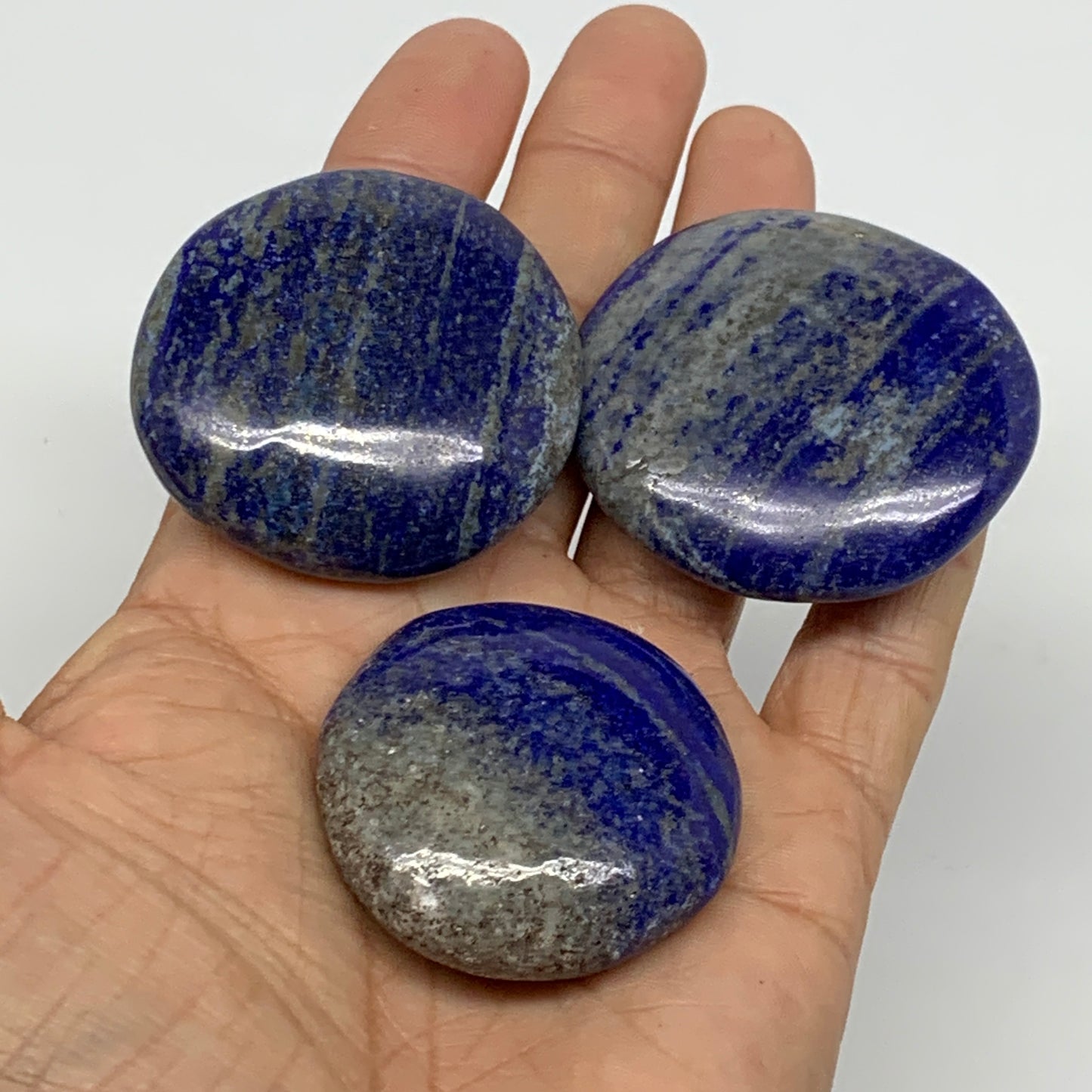 145.1g, 1.6-1.9", 3pcs, Natural Lapis Lazuli Palm Stone @Afghanistan,B36753