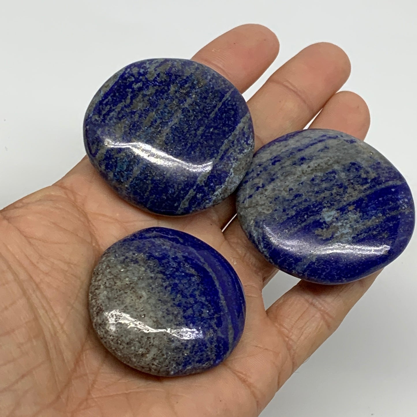 145.1g, 1.6-1.9", 3pcs, Natural Lapis Lazuli Palm Stone @Afghanistan,B36753