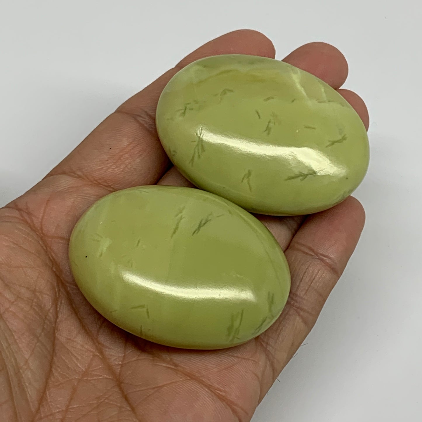 120g, 2"- 2.1", 2pcs, Natural Serpentine Palm-Stone Gemstone, B34614