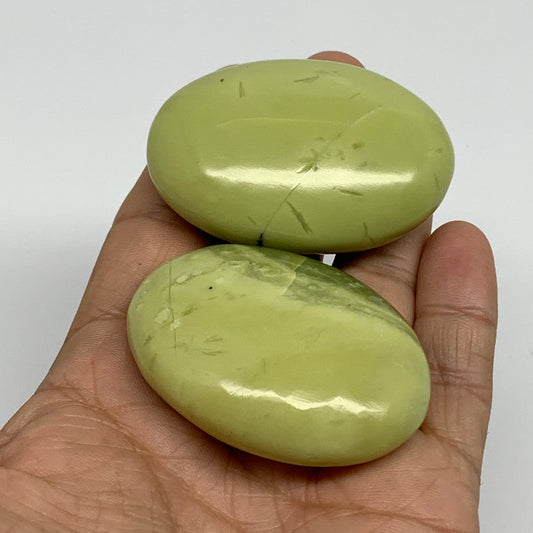 124.7g, 2.1"- 2.2", 2pcs, Natural Serpentine Palm-Stone Gemstone, B34615