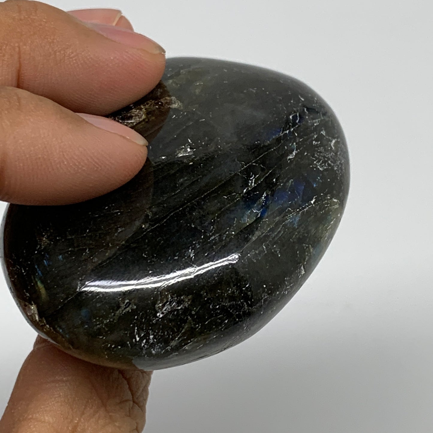 111.3g, 2.4"x1.8"x1", Natural Labradorite Palm-stone Tumbled Reiki, B35392