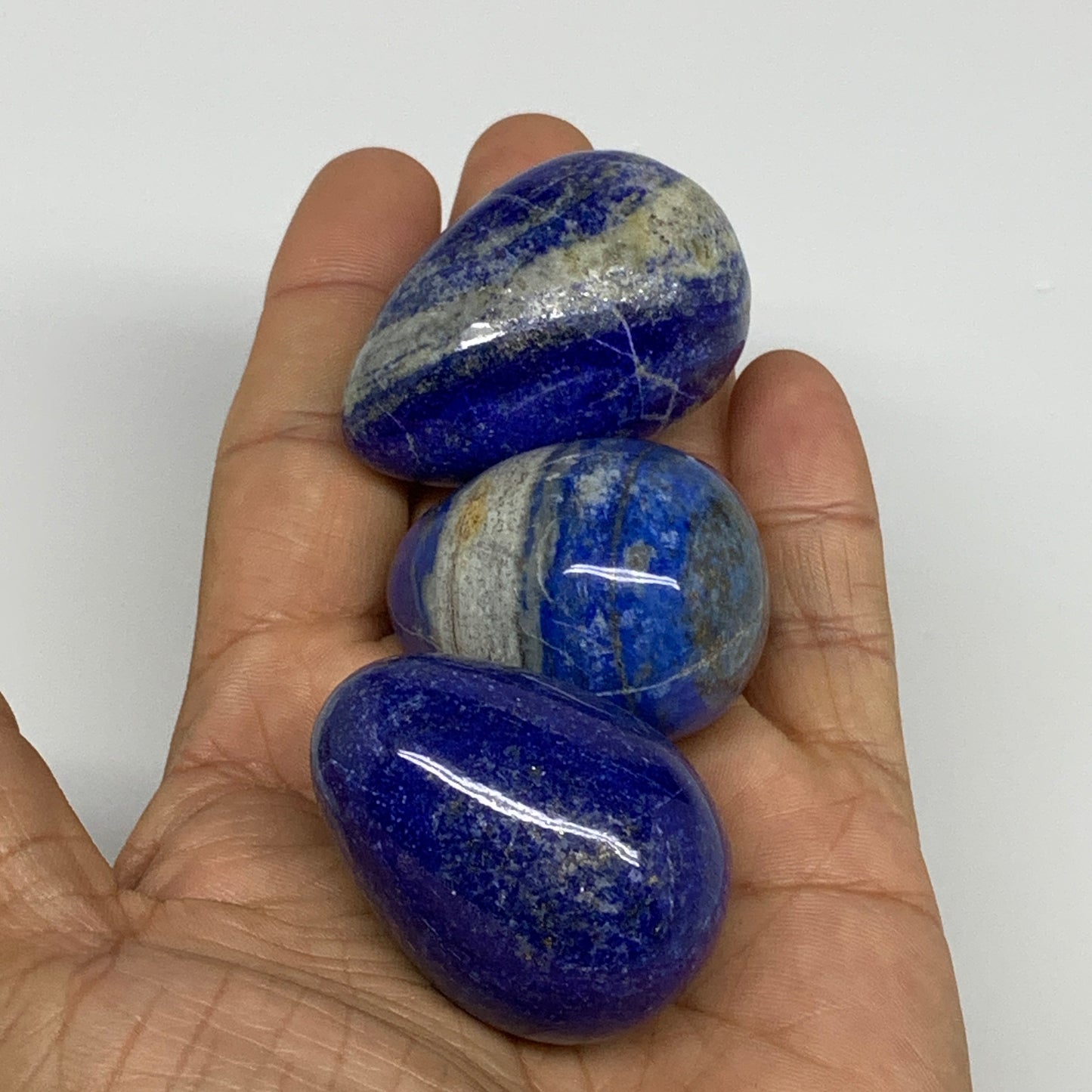 188.2g, 1.5"-1.8", 3pcs, Natural Lapis Lazuli Egg Polished @Afghanistan, B30433
