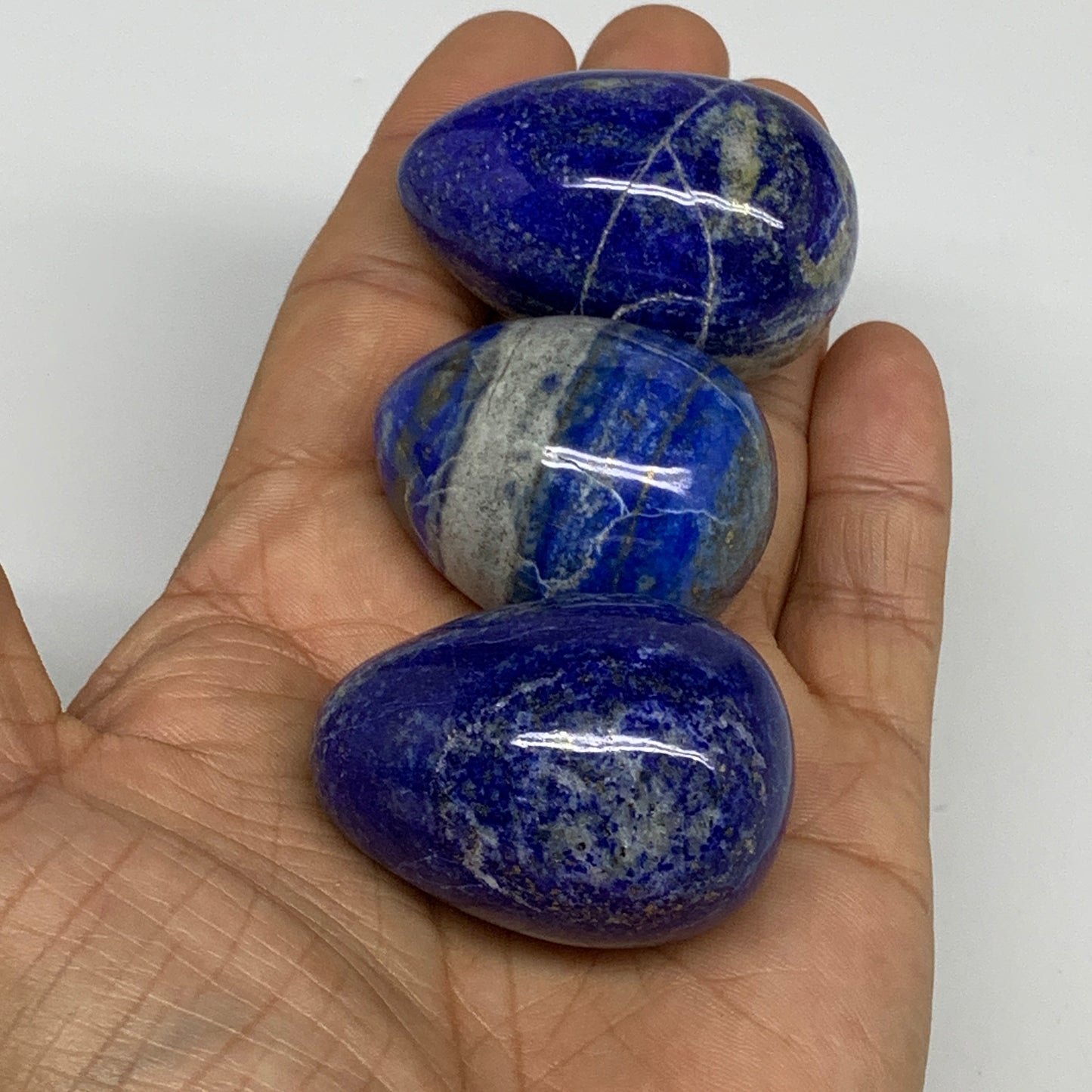 188.2g, 1.5"-1.8", 3pcs, Natural Lapis Lazuli Egg Polished @Afghanistan, B30433