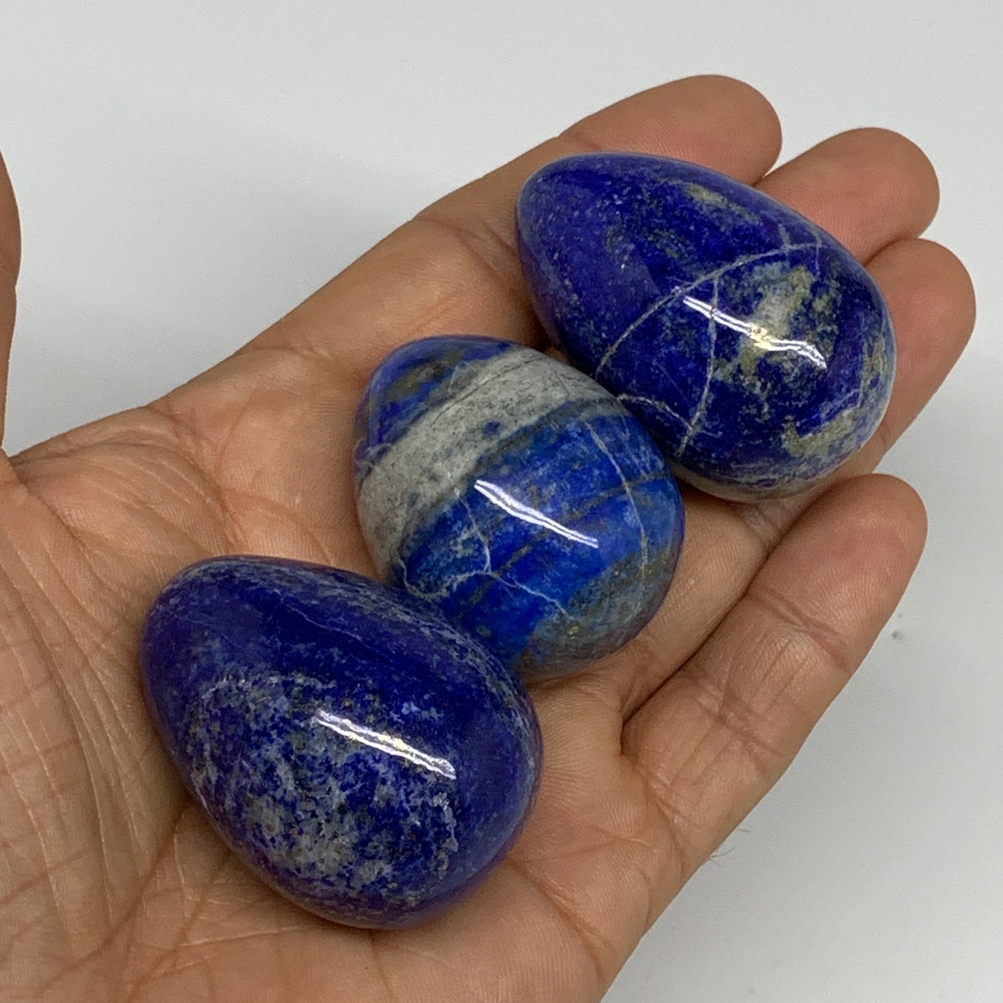 188.2g, 1.5"-1.8", 3pcs, Natural Lapis Lazuli Egg Polished @Afghanistan, B30433
