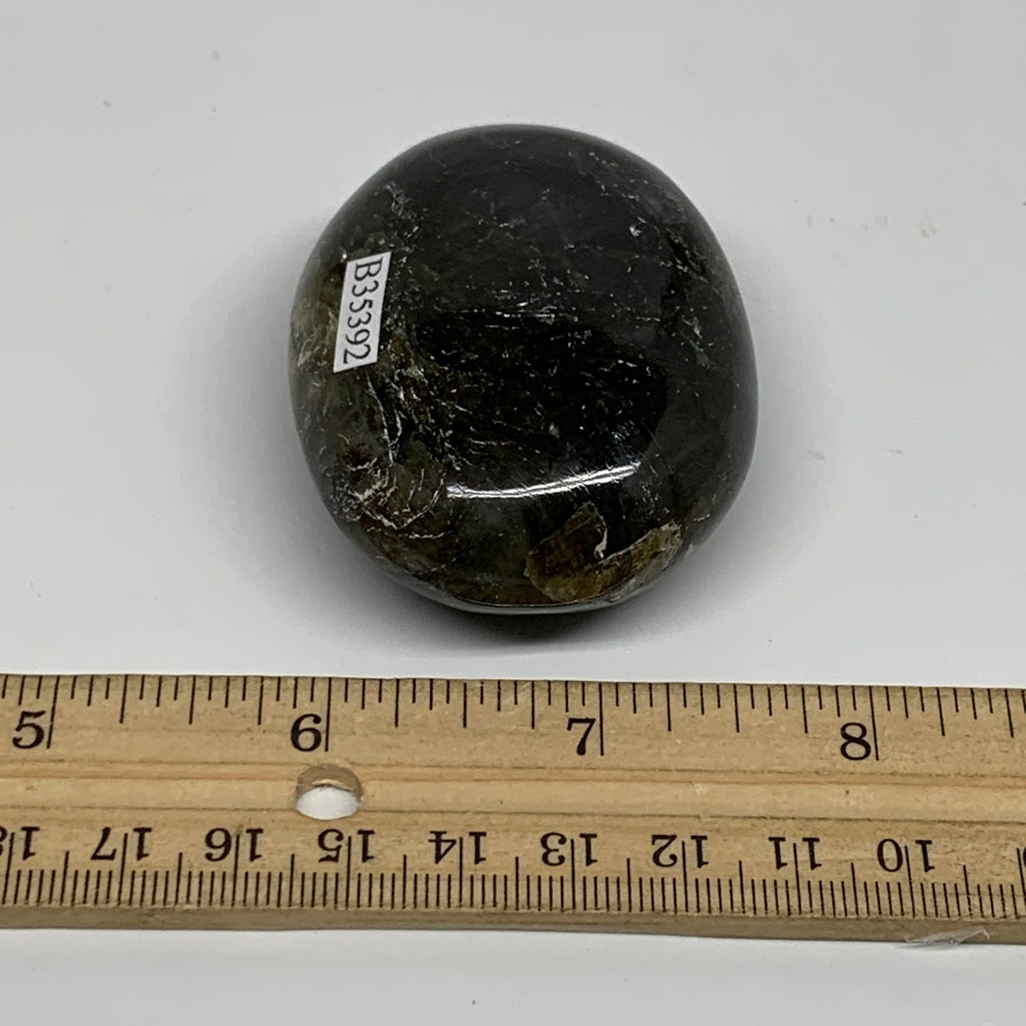 111.3g, 2.4"x1.8"x1", Natural Labradorite Palm-stone Tumbled Reiki, B35392