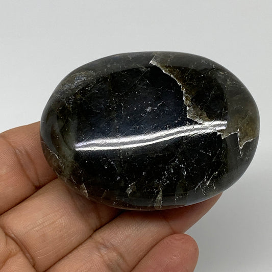 104.3g, 2.4"x1.8"x0.9", Labradorite Palm-stone Tumbled Reiki, B35393
