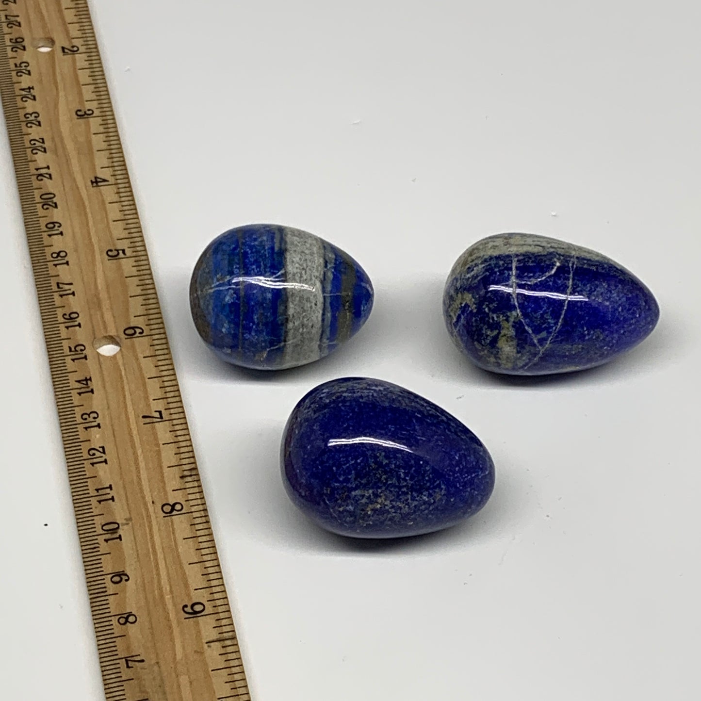188.2g, 1.5"-1.8", 3pcs, Natural Lapis Lazuli Egg Polished @Afghanistan, B30433