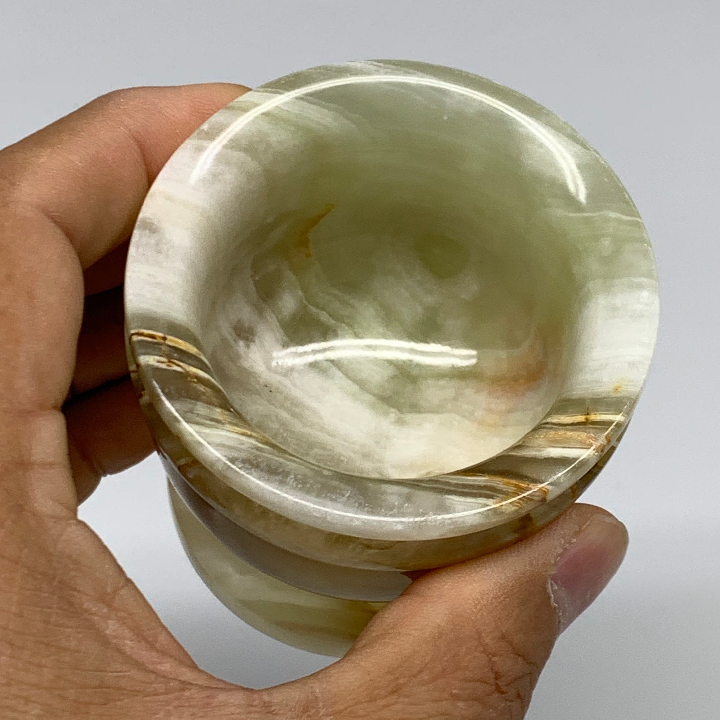 0.68 lbs,  2.2"x2.5", Natural Green Onyx Crystal Pestle and Mortar Handmade, B32