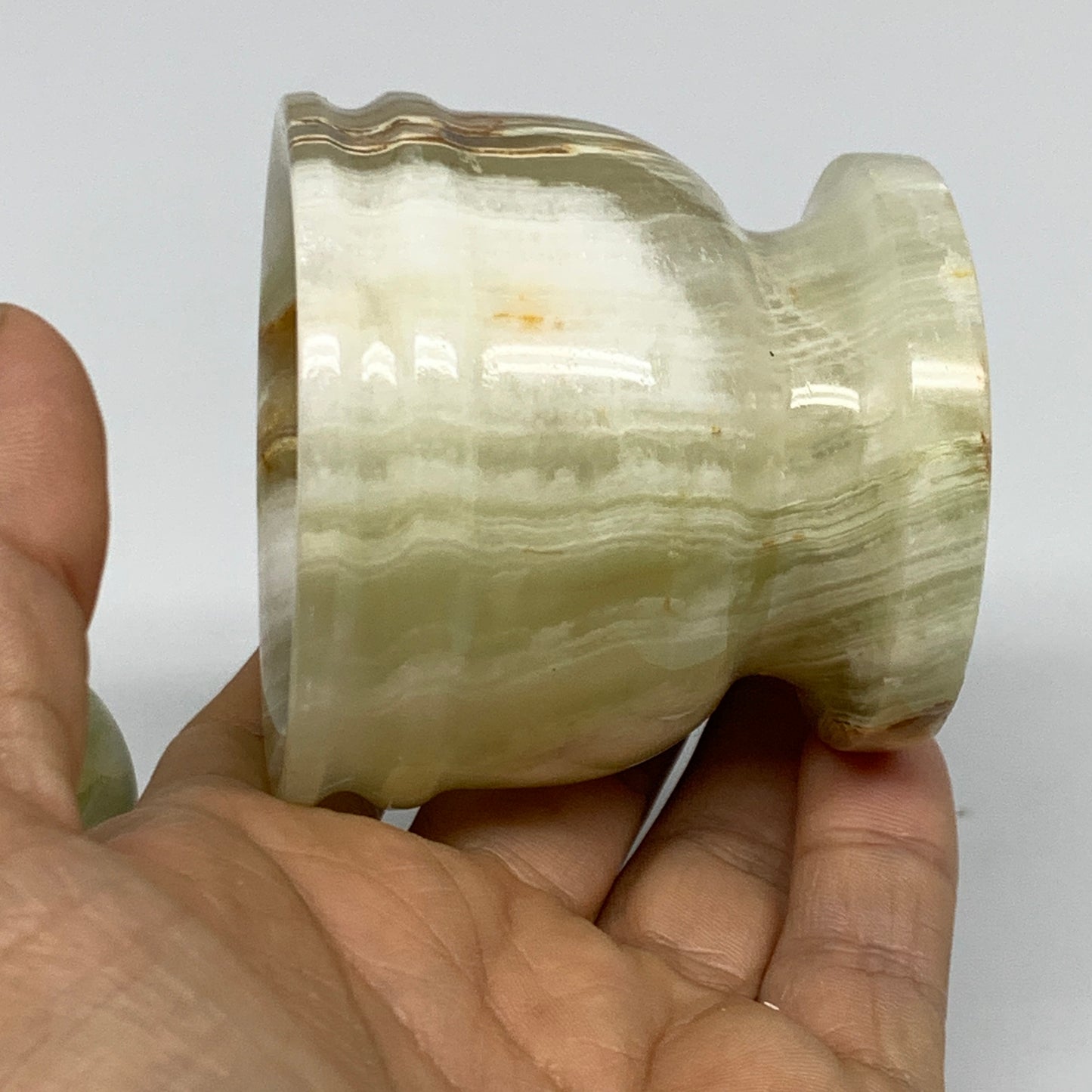 0.68 lbs,  2.2"x2.5", Natural Green Onyx Crystal Pestle and Mortar Handmade, B32