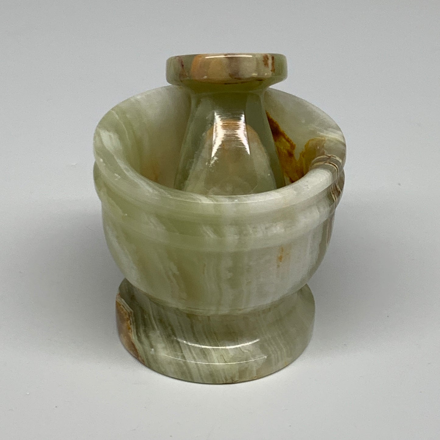 0.68 lbs,  2.2"x2.5", Natural Green Onyx Crystal Pestle and Mortar Handmade, B32