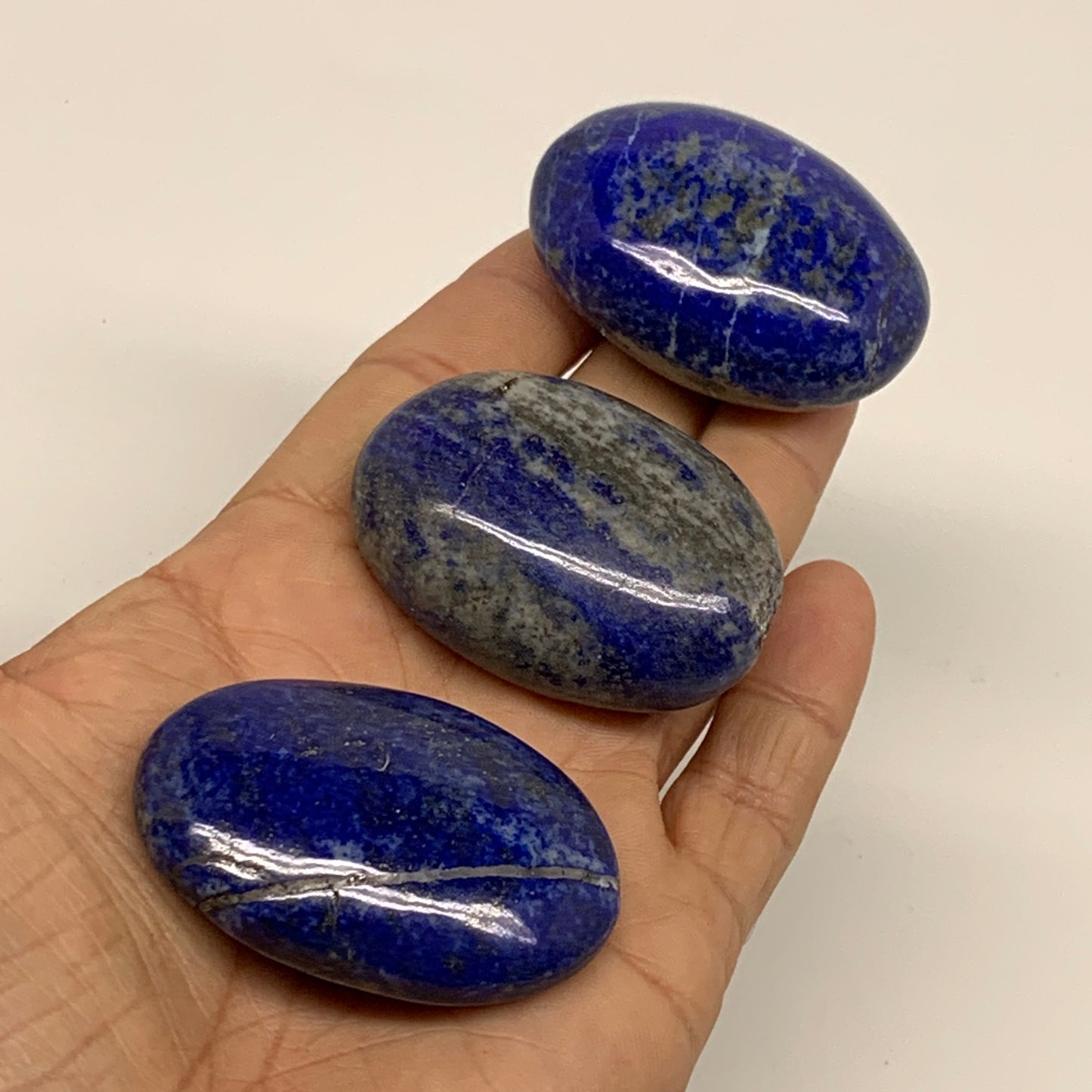 169.9g, 1.9"-2", 3pcs, Natural Lapis Lazuli Palm Stone @Afghanistan,B36757