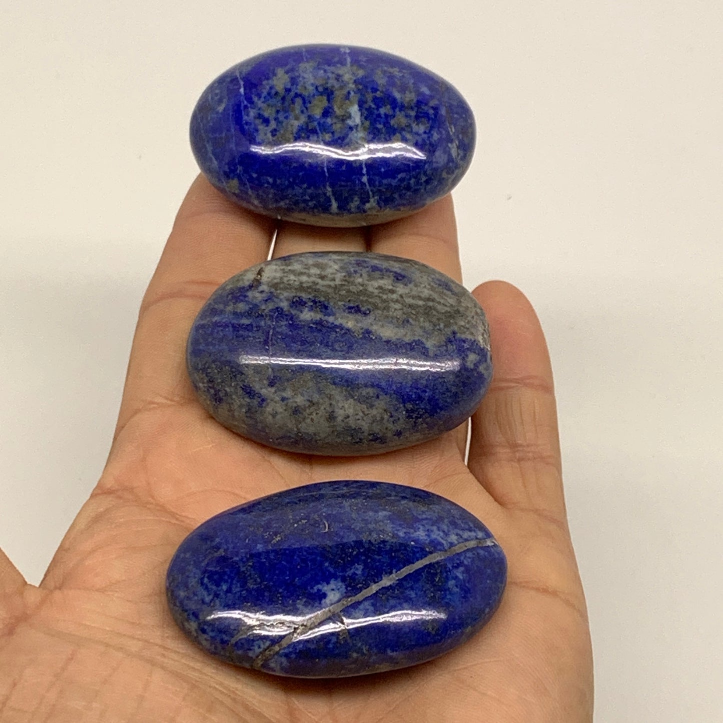 169.9g, 1.9"-2", 3pcs, Natural Lapis Lazuli Palm Stone @Afghanistan,B36757