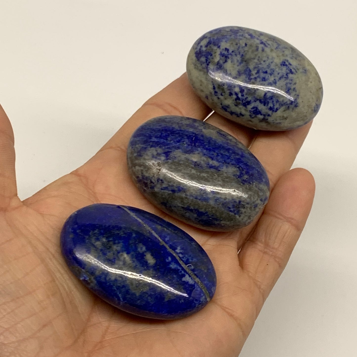 169.9g, 1.9"-2", 3pcs, Natural Lapis Lazuli Palm Stone @Afghanistan,B36757