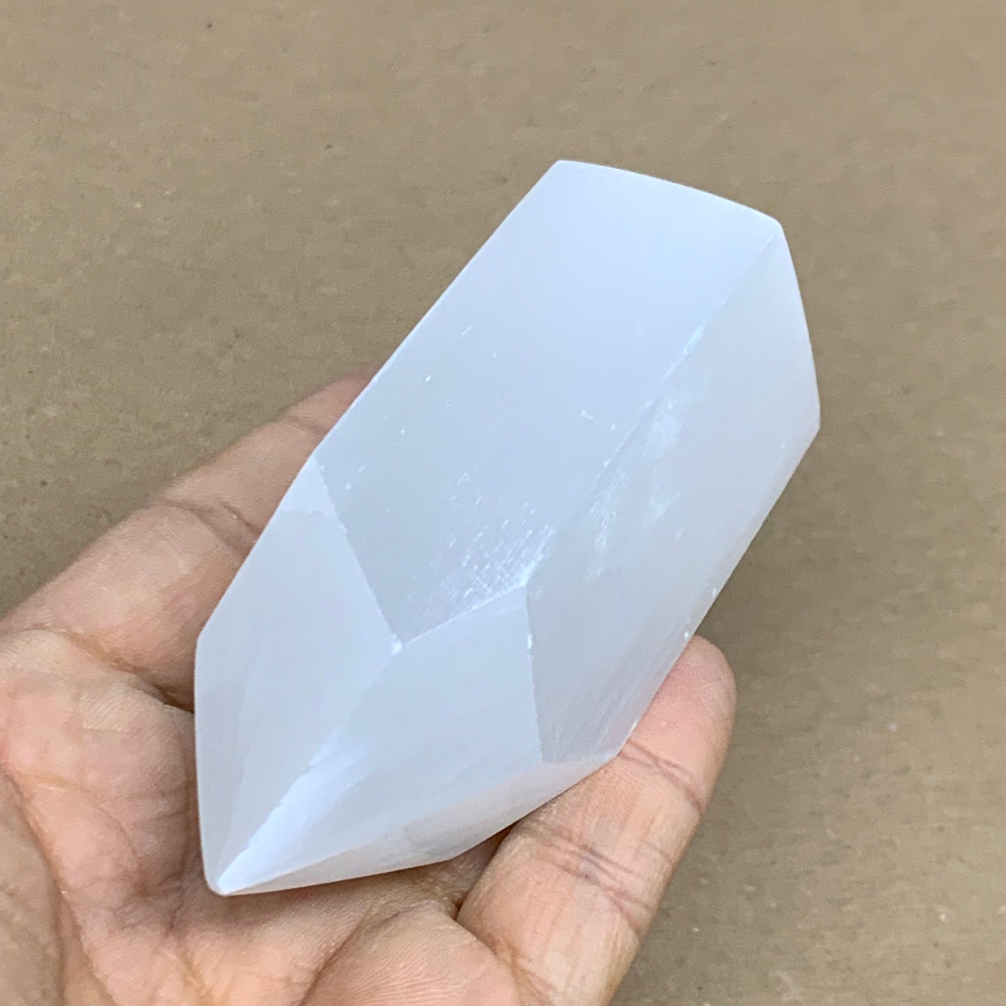 179.9g, 3.6"x1.6"x1.5", Selenite (Satin Spar) Crystal Tower Point, B36002
